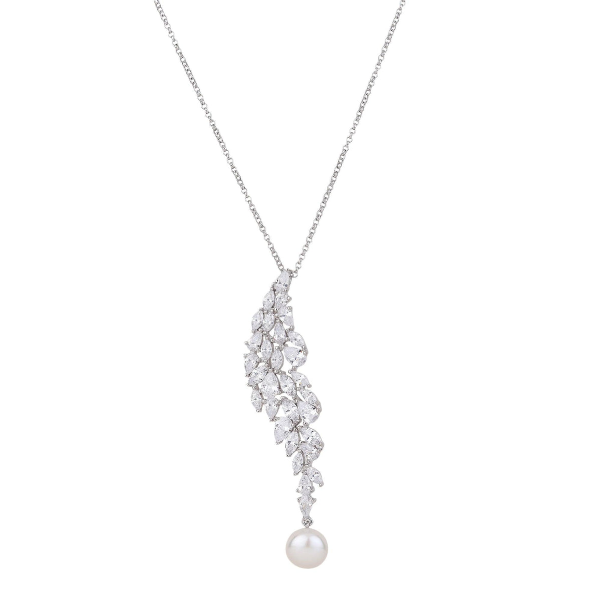 Silver Pave Feather Necklace - silvermark