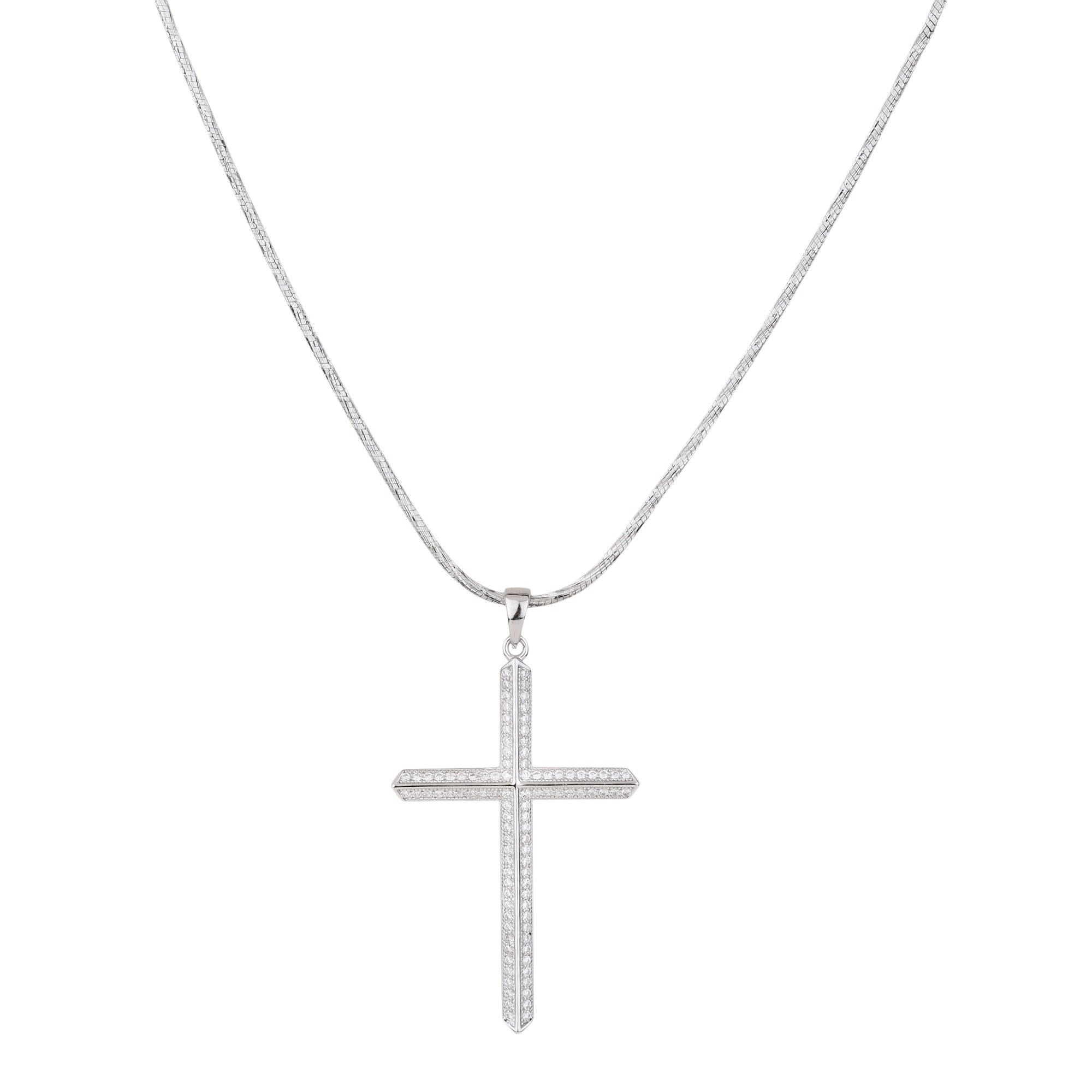 Silver Iced Out Cross Pendant - silvermark