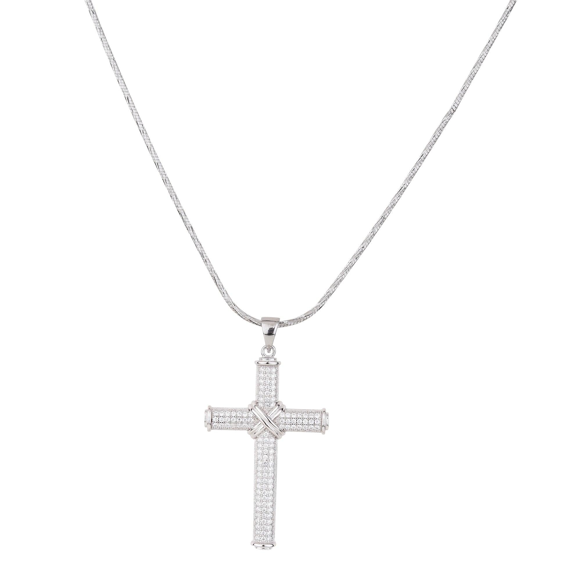 Silver Iced Out Cross Pendant - silvermark