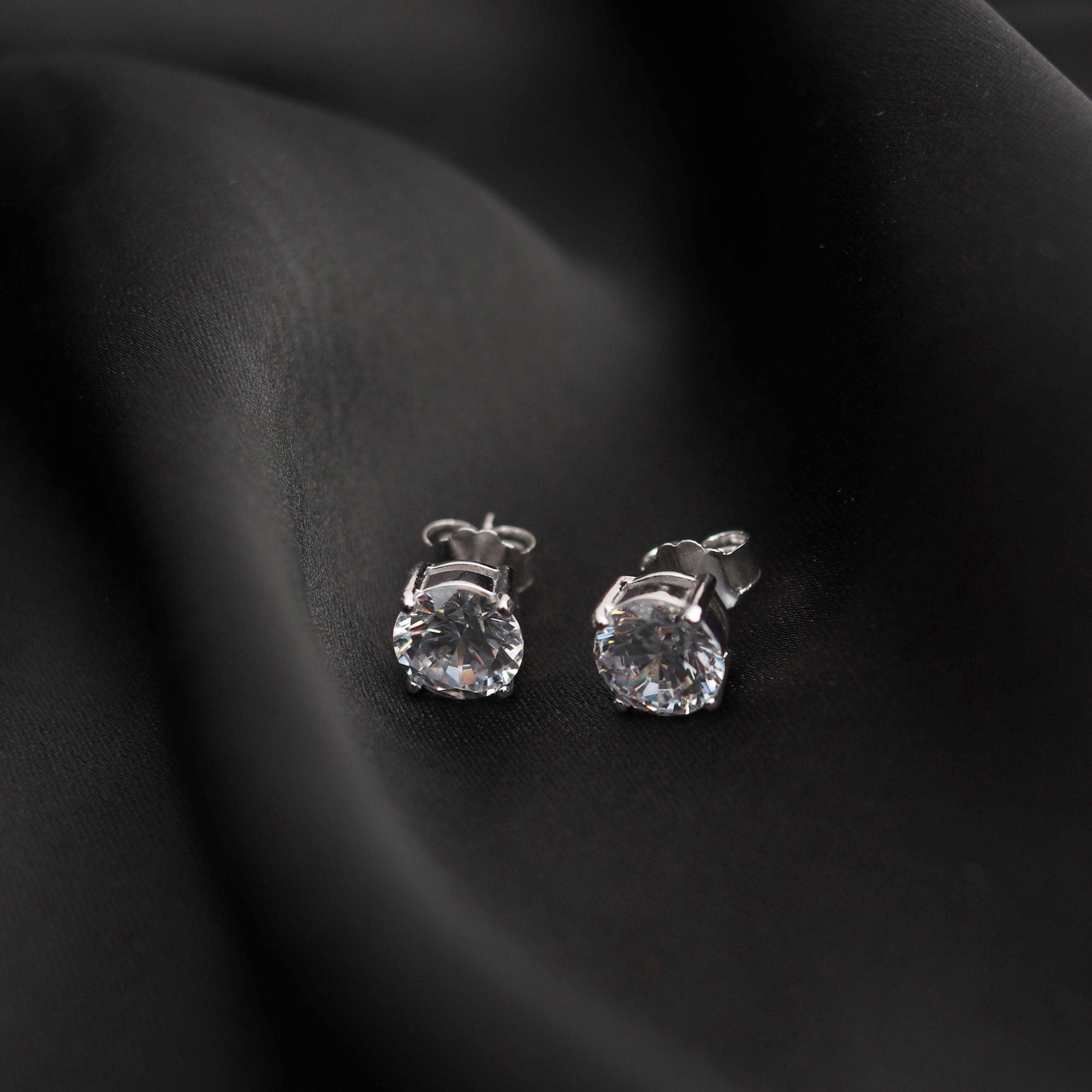 Silver Zircon Basic Shine Studs - silvermark