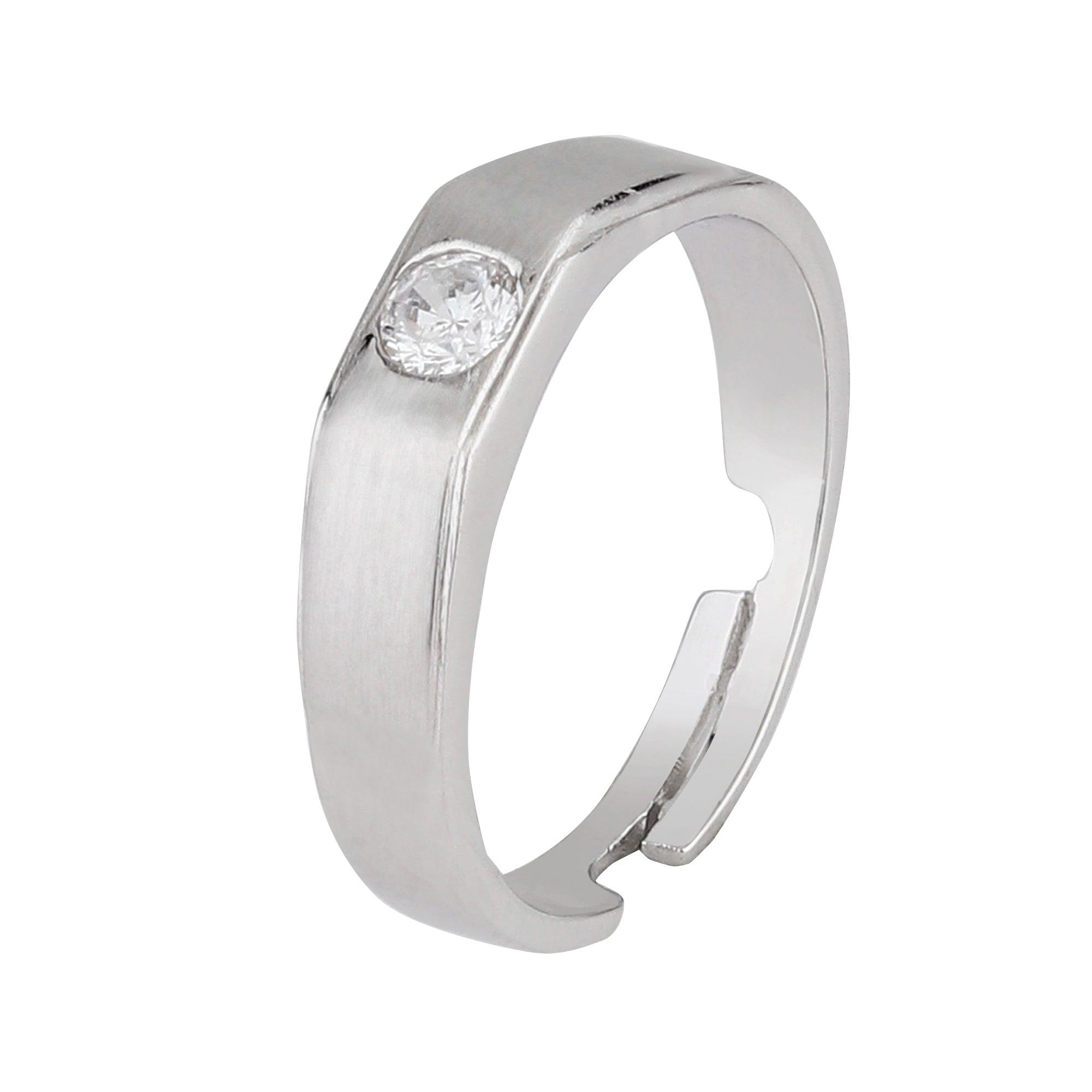 Silver Solitaire Zircon Ring - silvermark