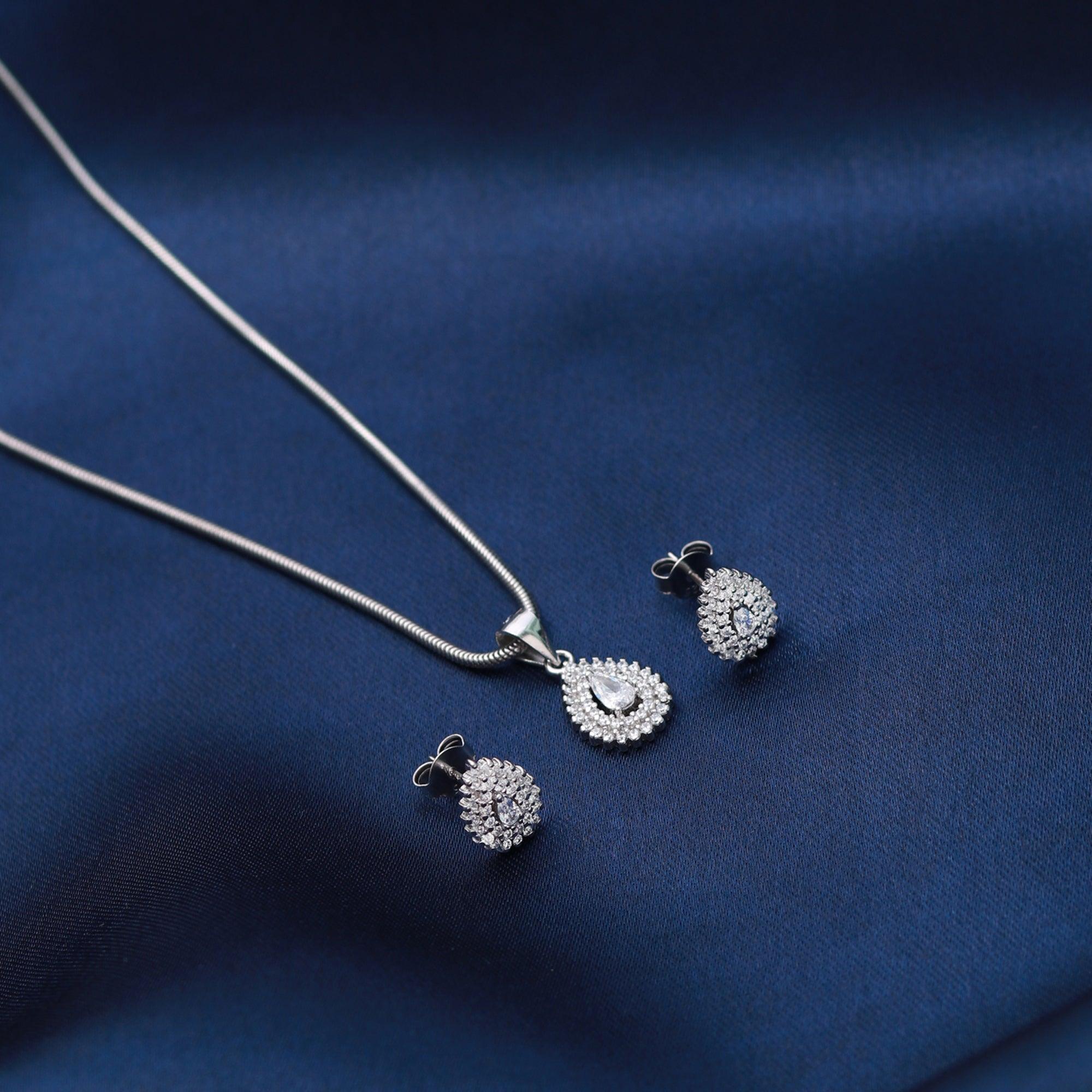 Silver Zircon Peacock Shine Set - silvermark