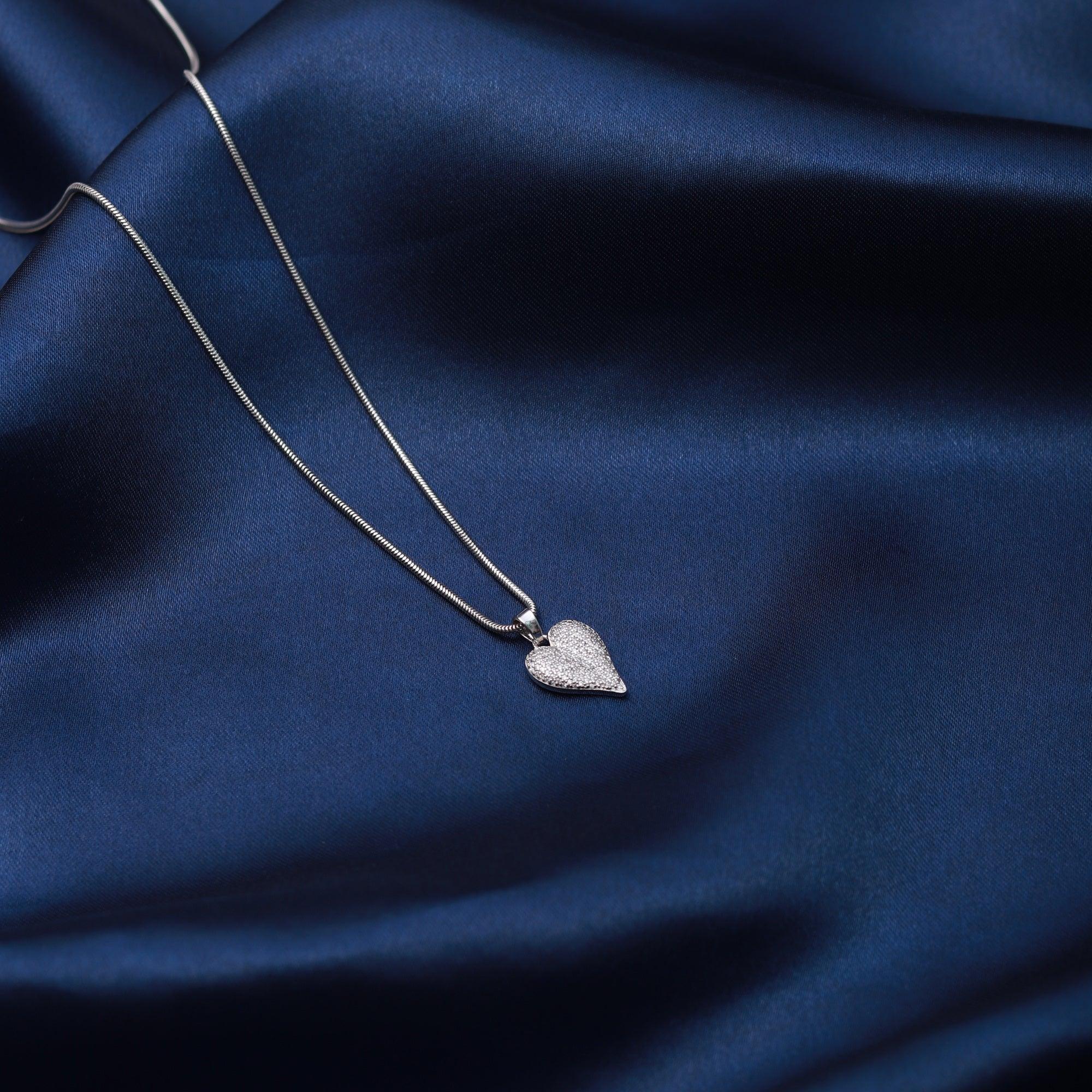 Puffed Heart Stone Necklace - silvermark