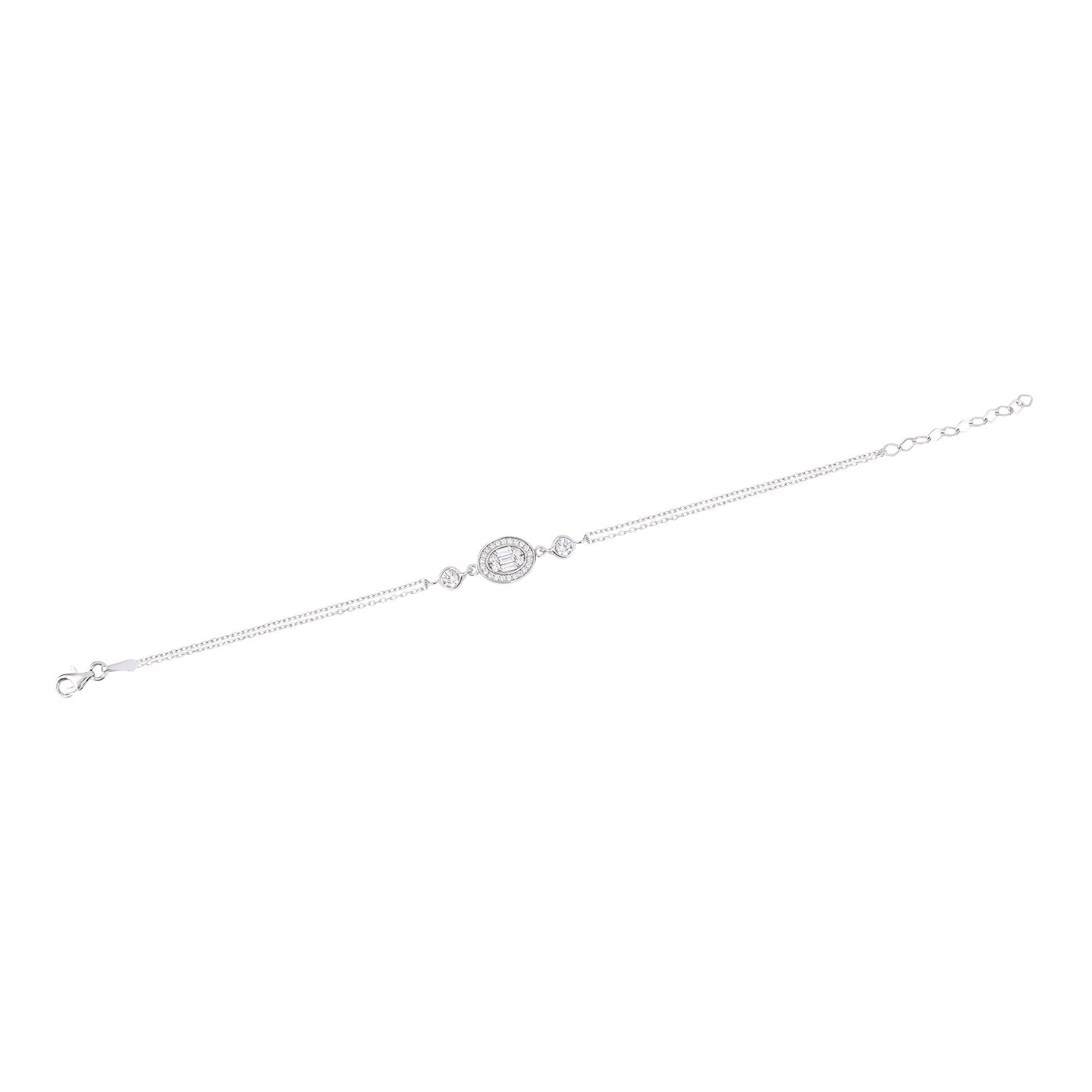 Sterling Silver Diamond Charm Bracelet