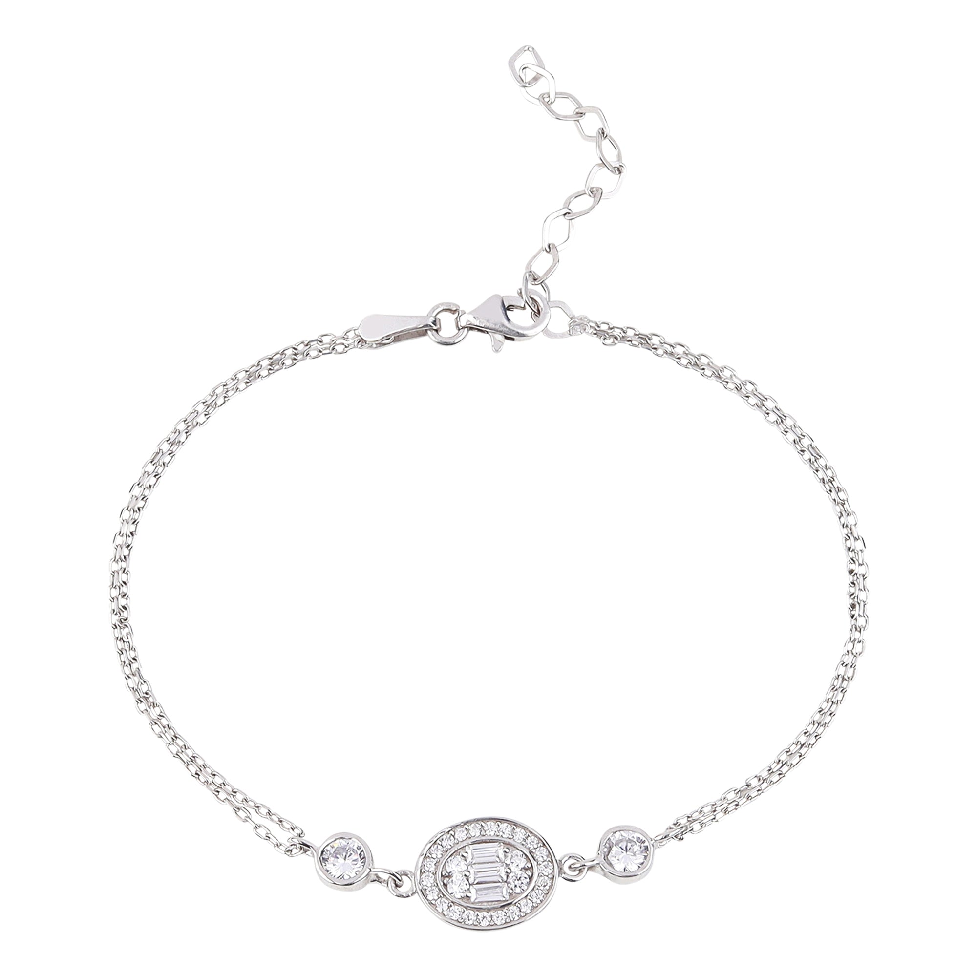 Sterling Silver Diamond Charm Bracelet