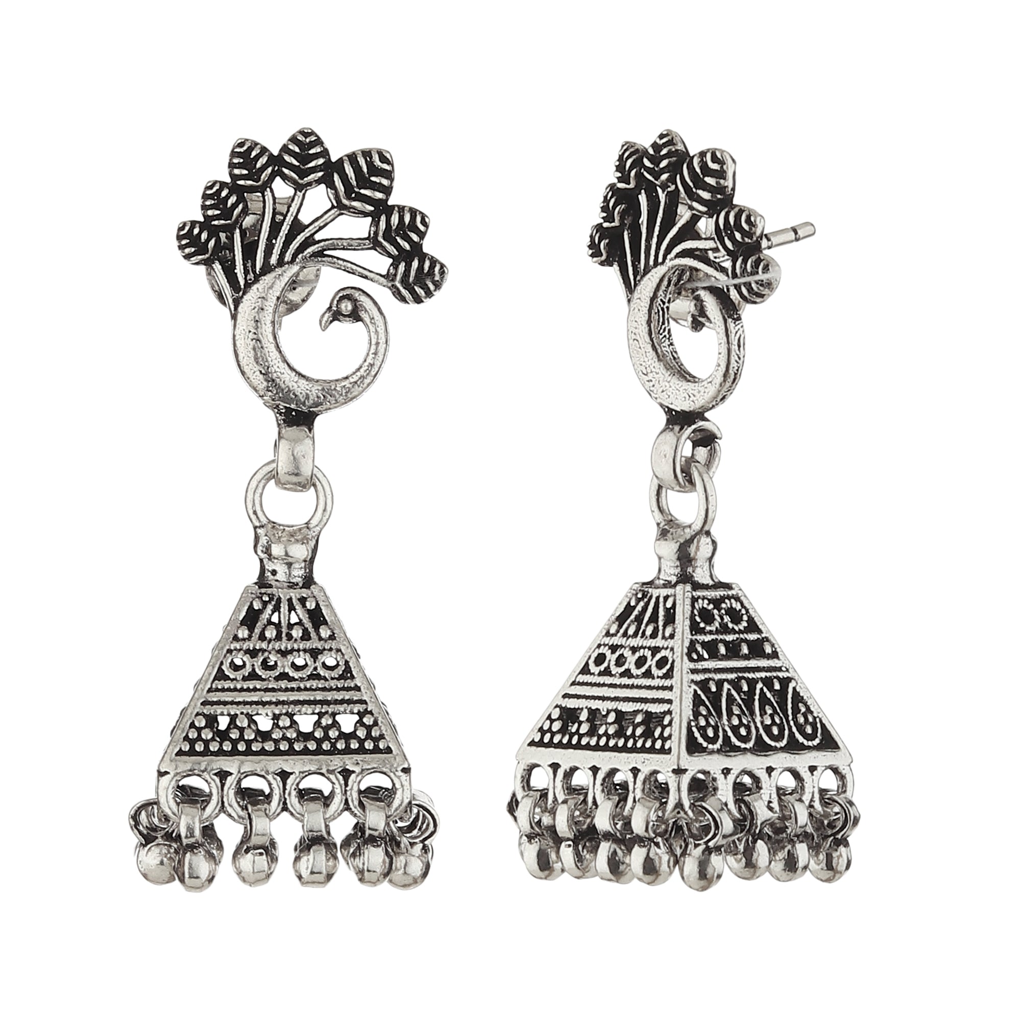 Silvermark - Antique Oxidized Silver Jhumki Earring