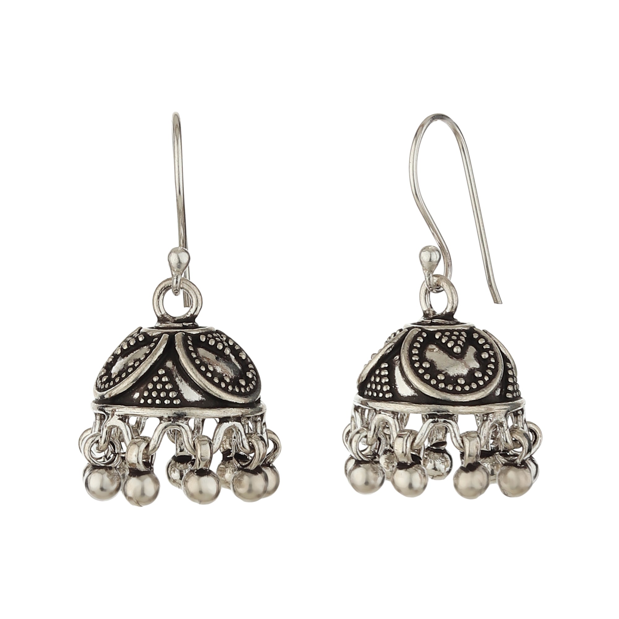 Oxidized Silver Plated Meenakari Three Step Jhumka Jhumki Earrings women  #REDRED | eBay