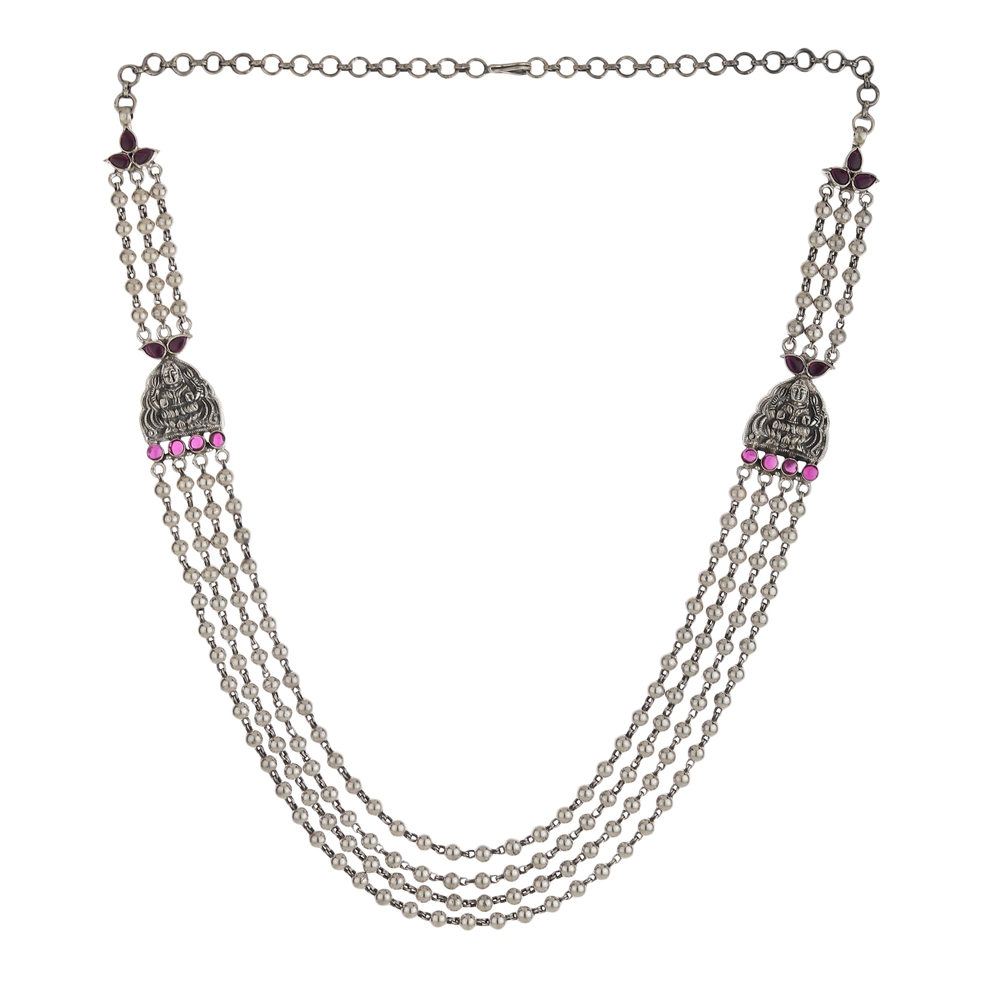 Classic Pearl Strand Oxidized Silver Necklace Set