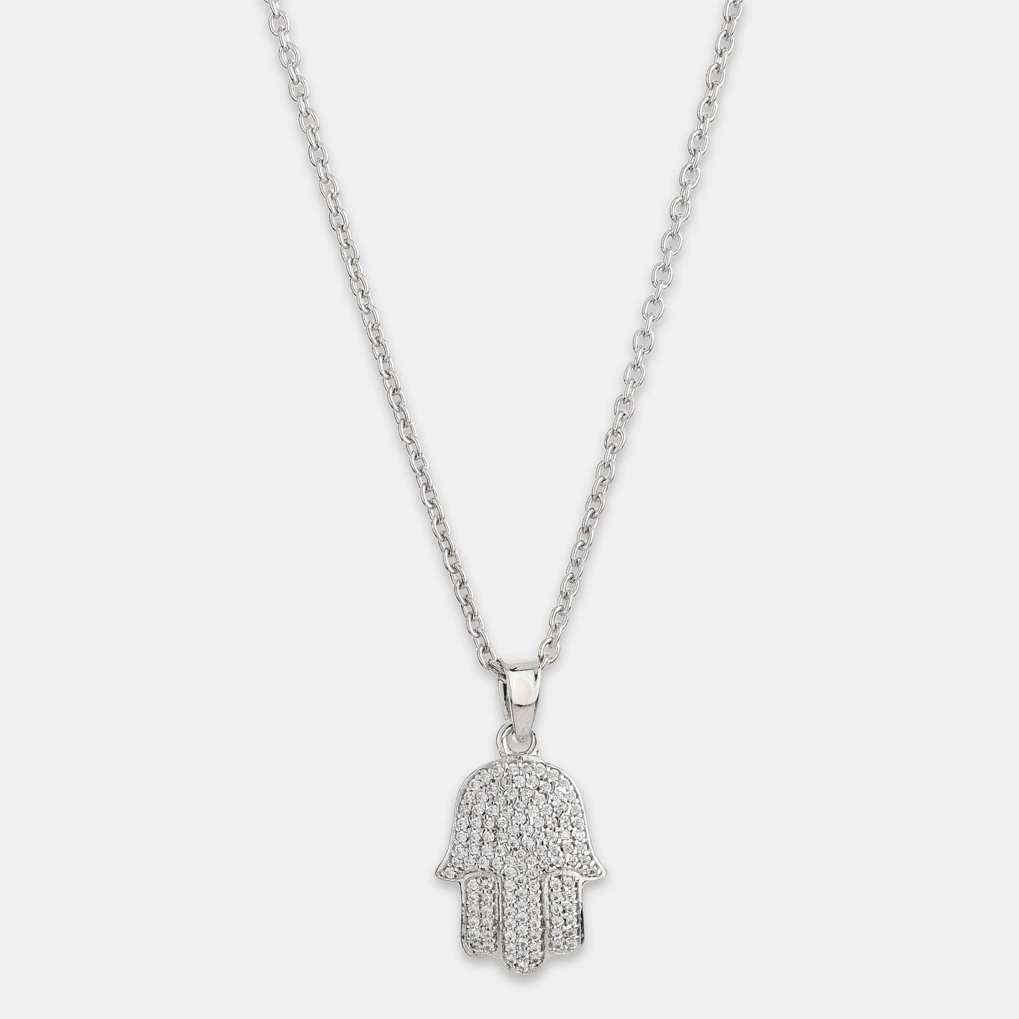 Stoned Hamsa Necklace - silvermark