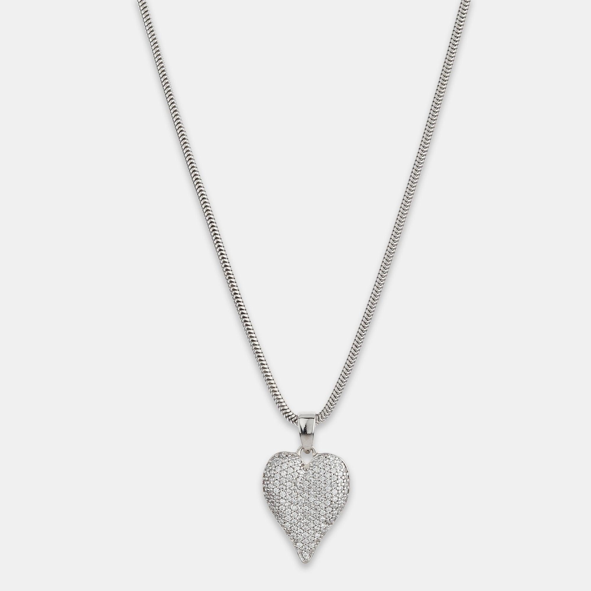 Puffed Heart Stone Necklace - silvermark