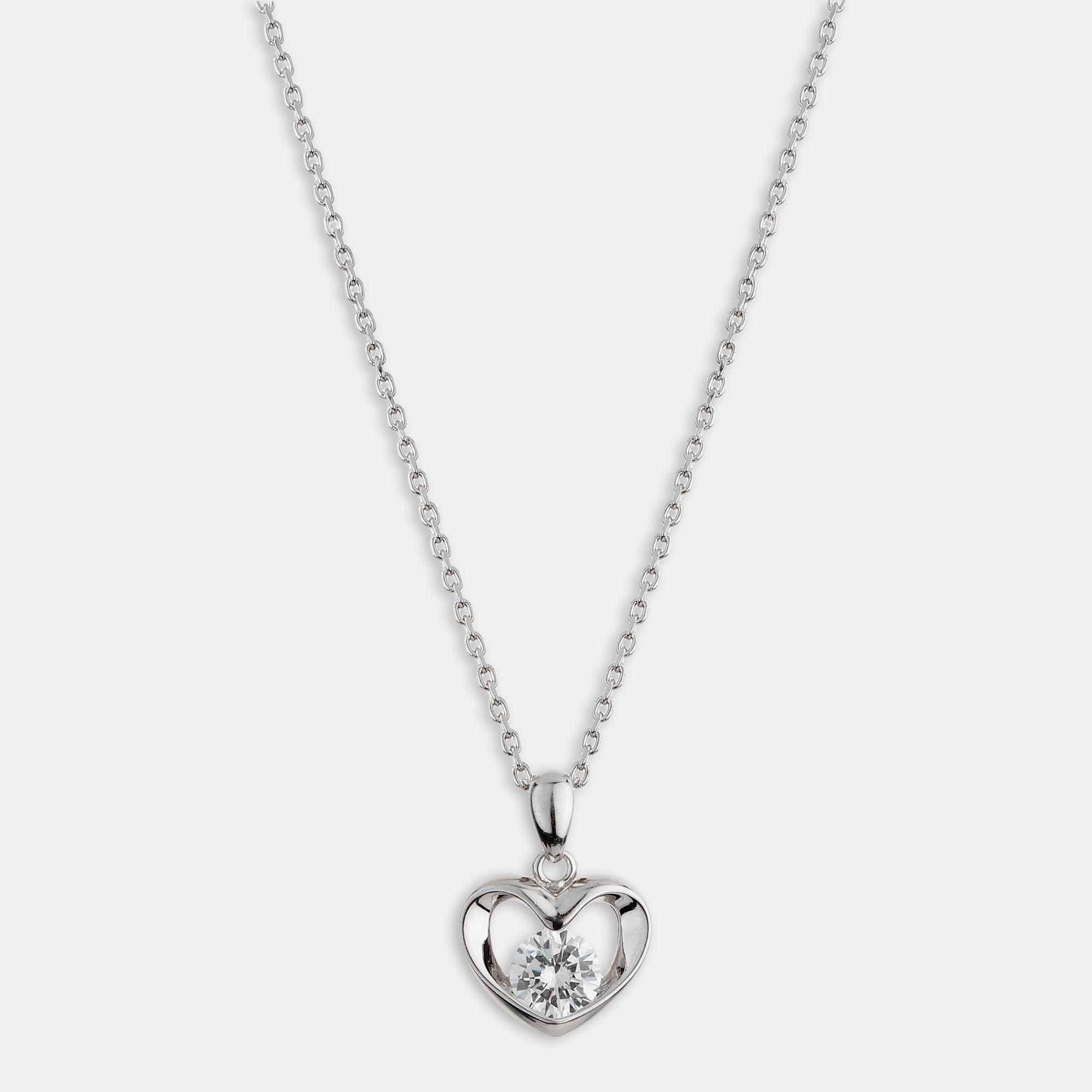 Silver Zircon Heart Pendant - silvermark