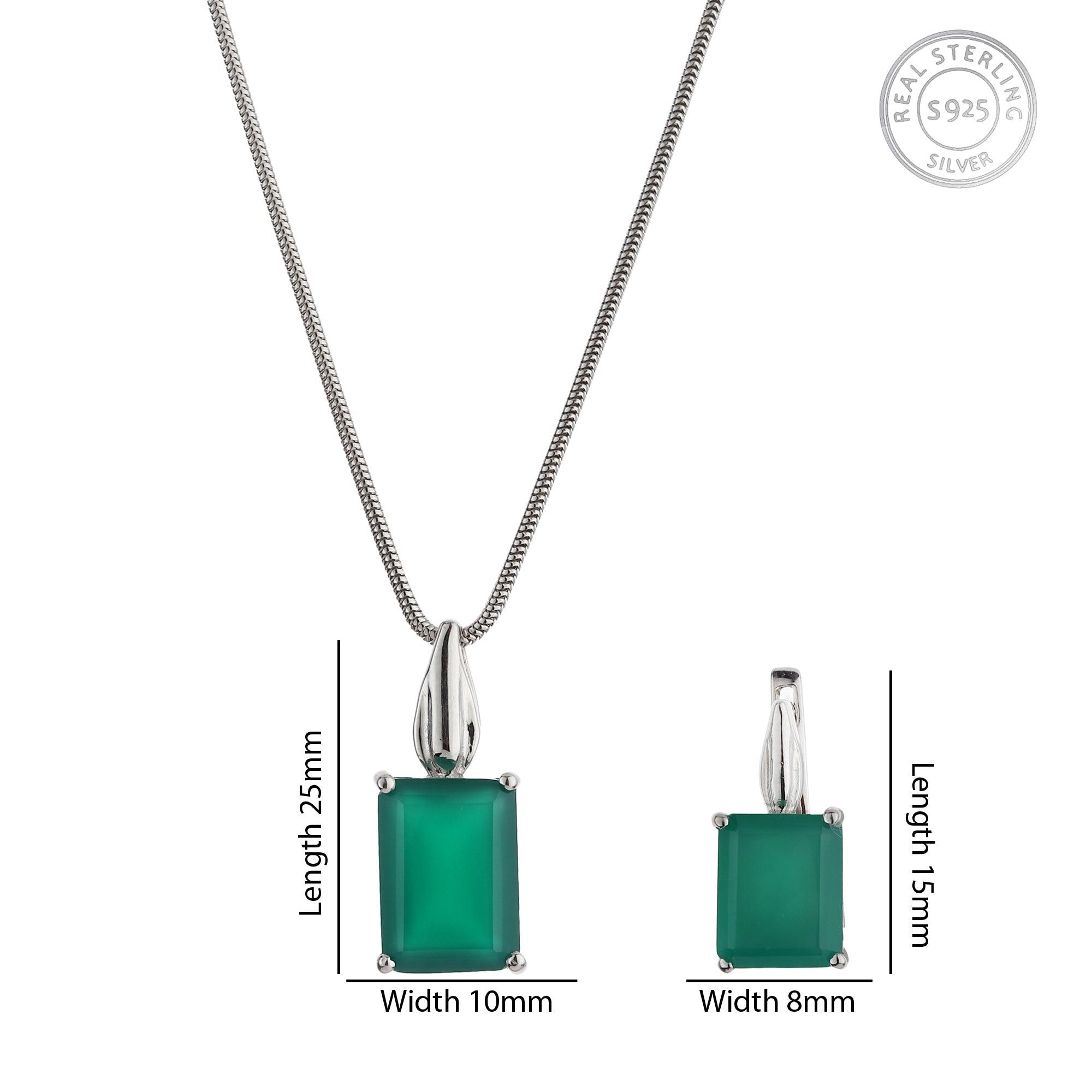 Silver Emerald Green Pendant Set - silvermark