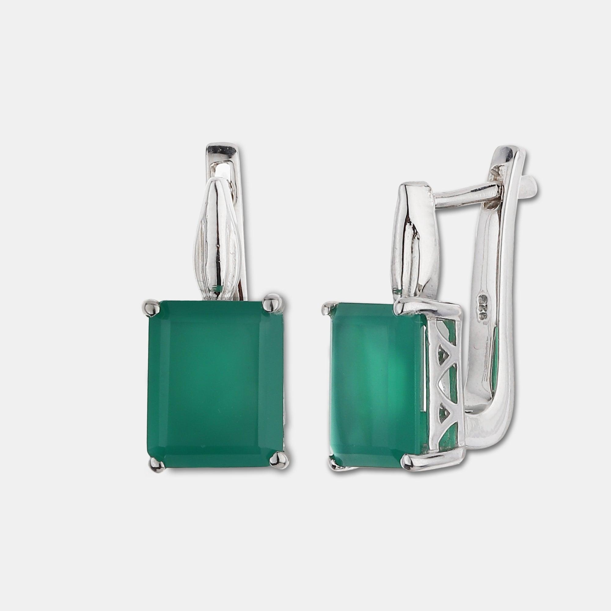 Silver Emerald Green Pendant Set - silvermark