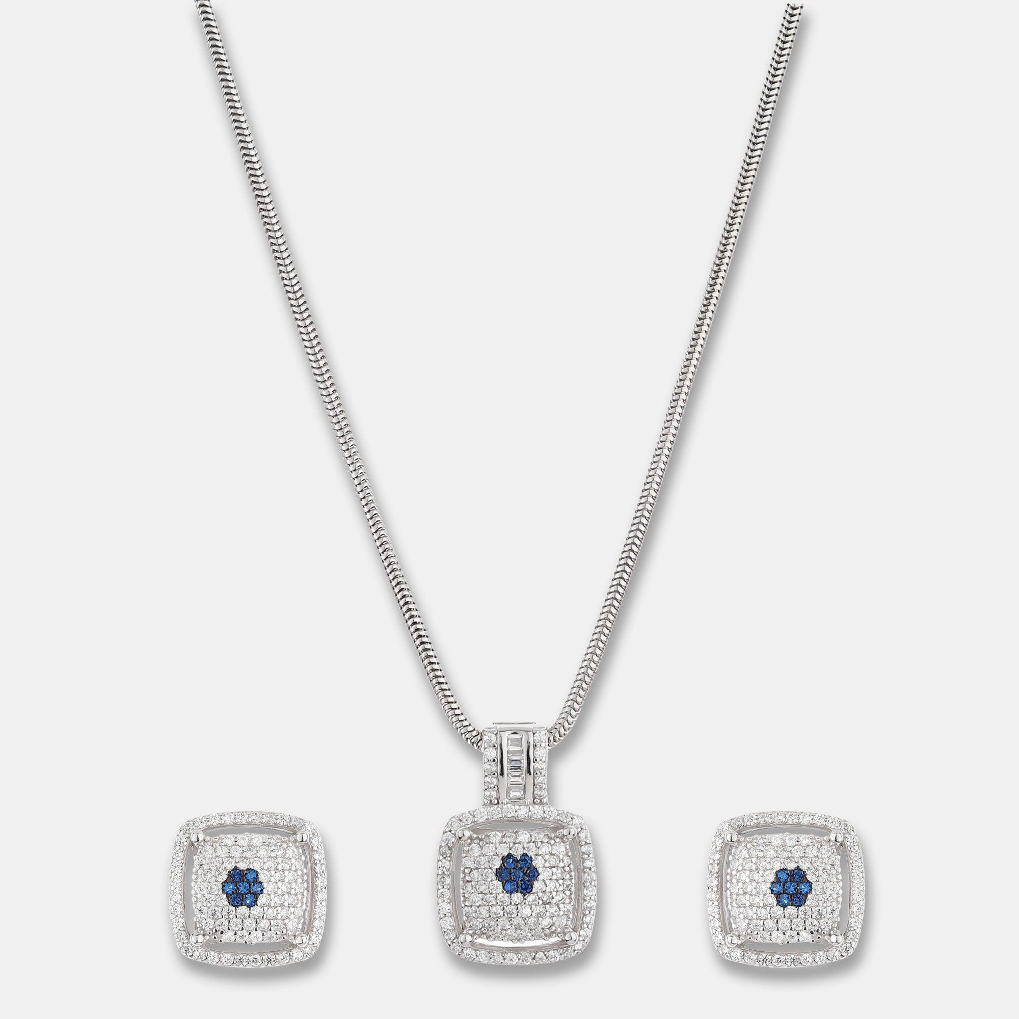 Silver Zircon Flower Bud Set - silvermark