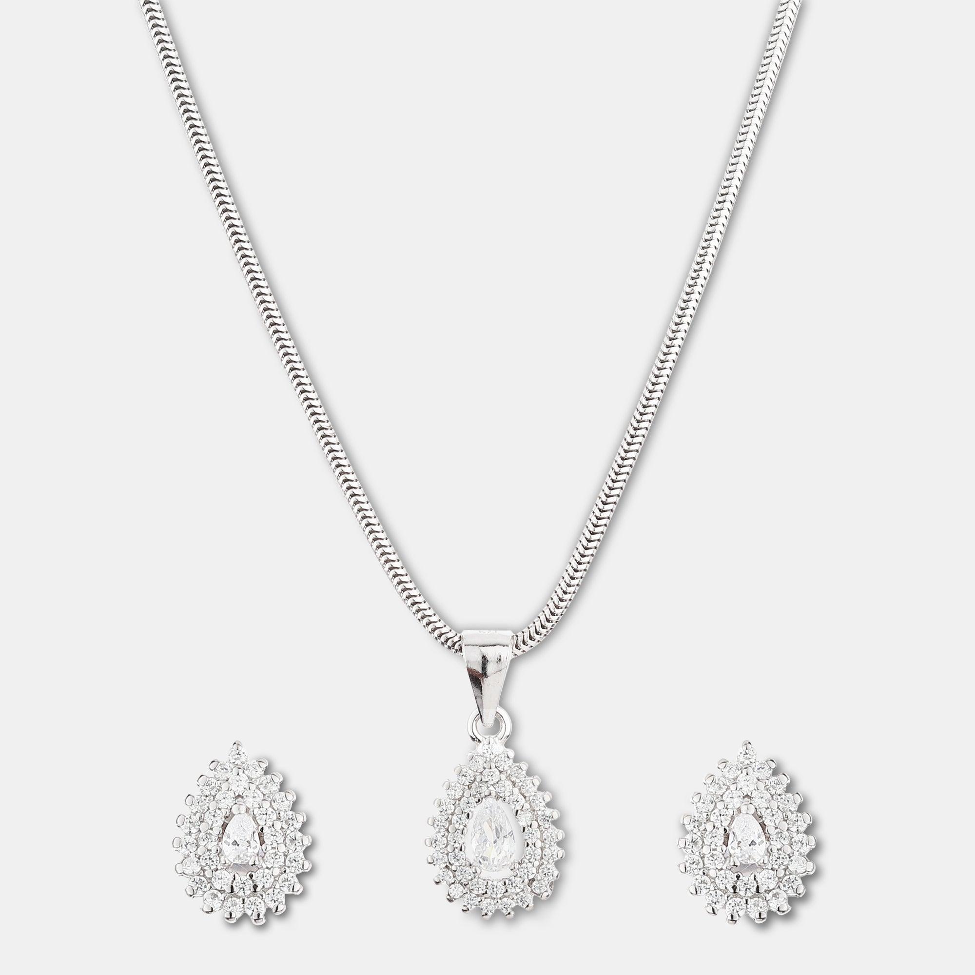 Silver Zircon Peacock Shine Set - silvermark