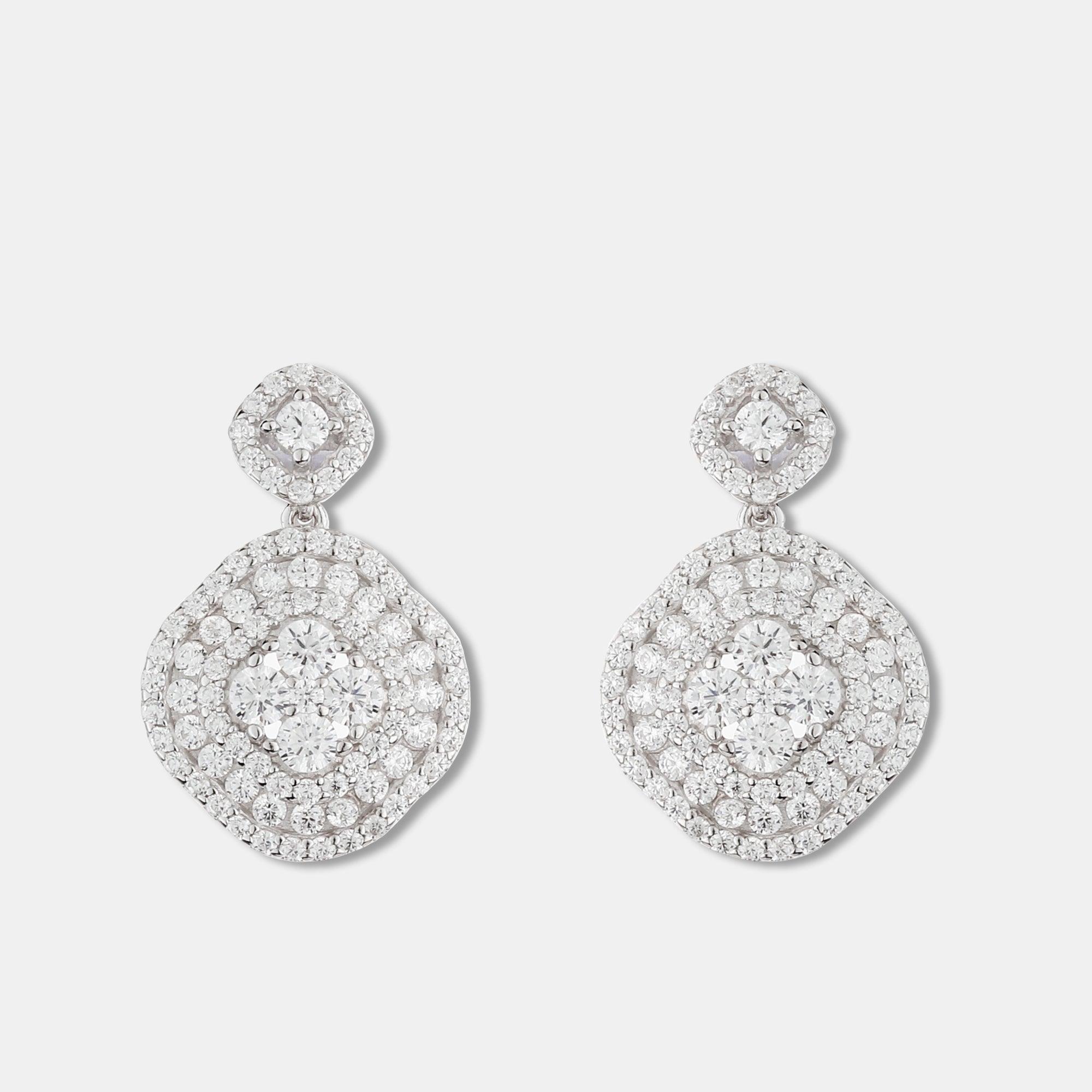 Silver Zircon Clover Pendant Set - silvermark