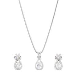 Classic Silver Dangle Zircon Set - silvermark