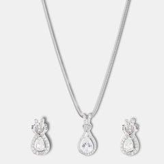 Classic Silver Dangle Zircon Set - silvermark