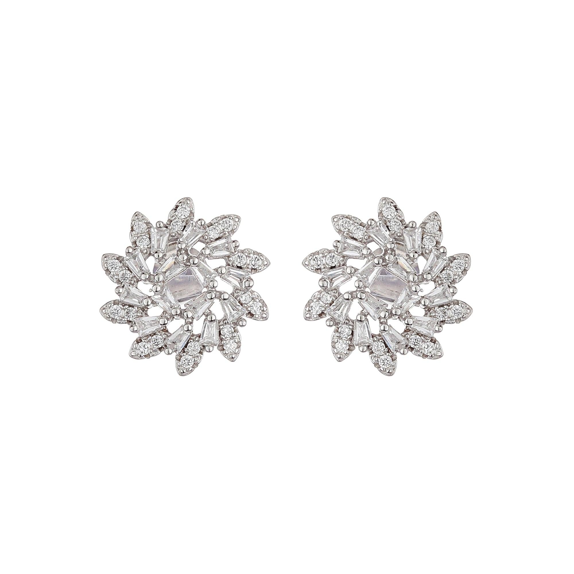 Silver Sunflower Zircon Studs - silvermark
