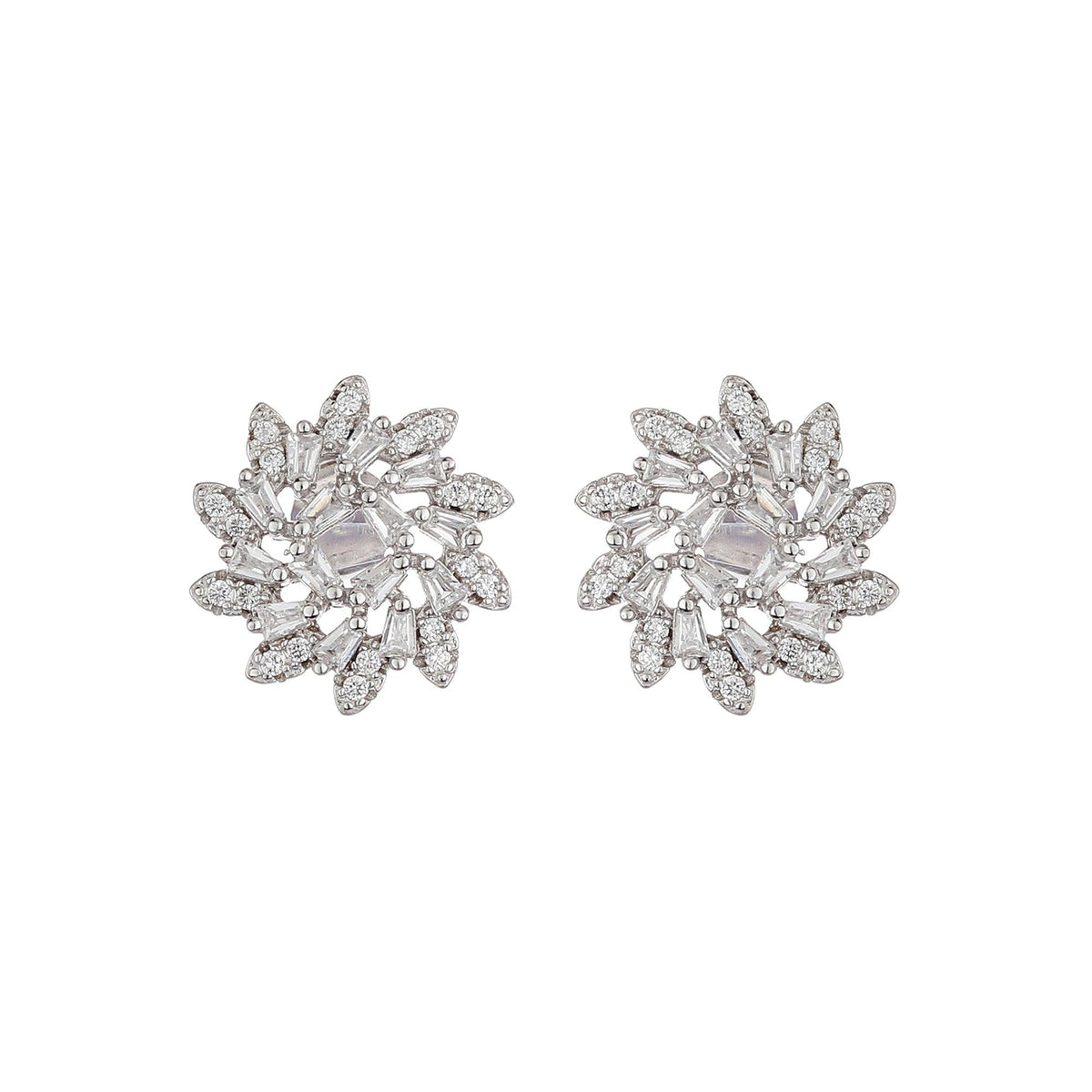 Silver Sunflower Zircon Studs - silvermark