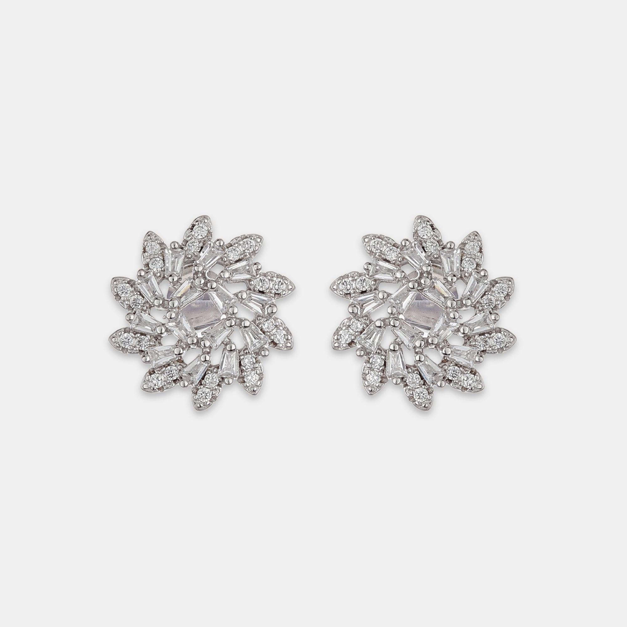 Silver Sunflower Zircon Studs - silvermark