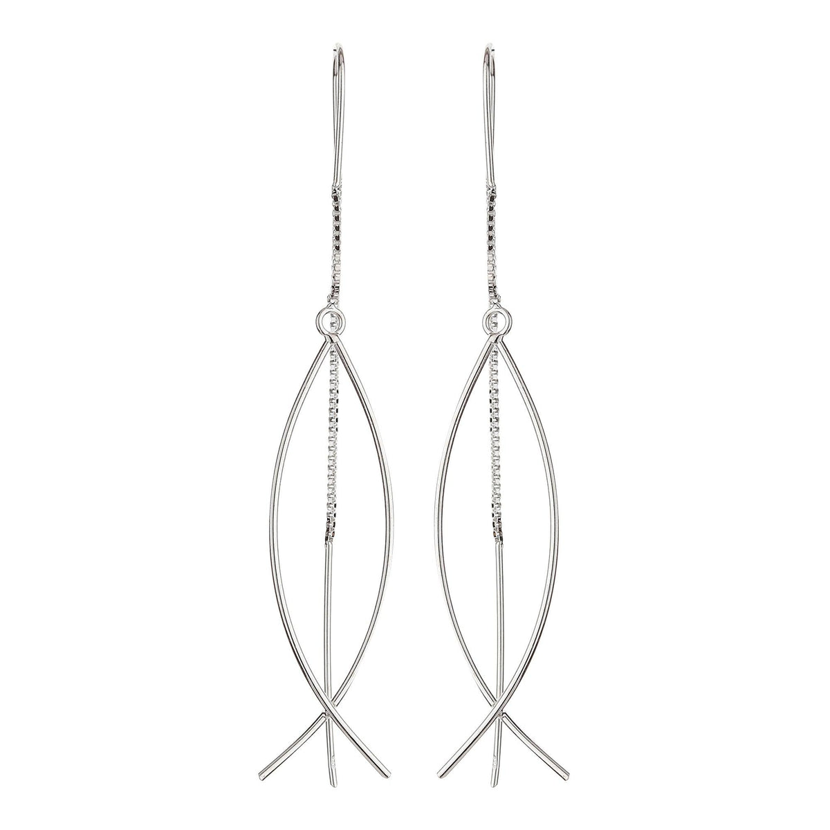 Silver Wired Dangle Hoop Earrings - silvermark