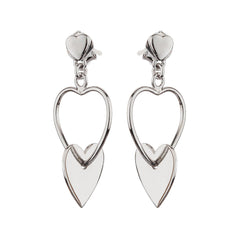 Silver Dangle Tri Heart Earrings - silvermark