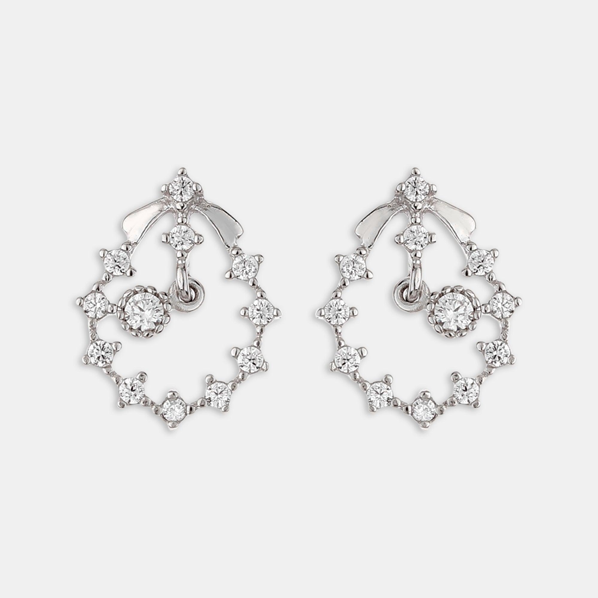 Lunar Clock Shiny Stone Earrings - silvermark