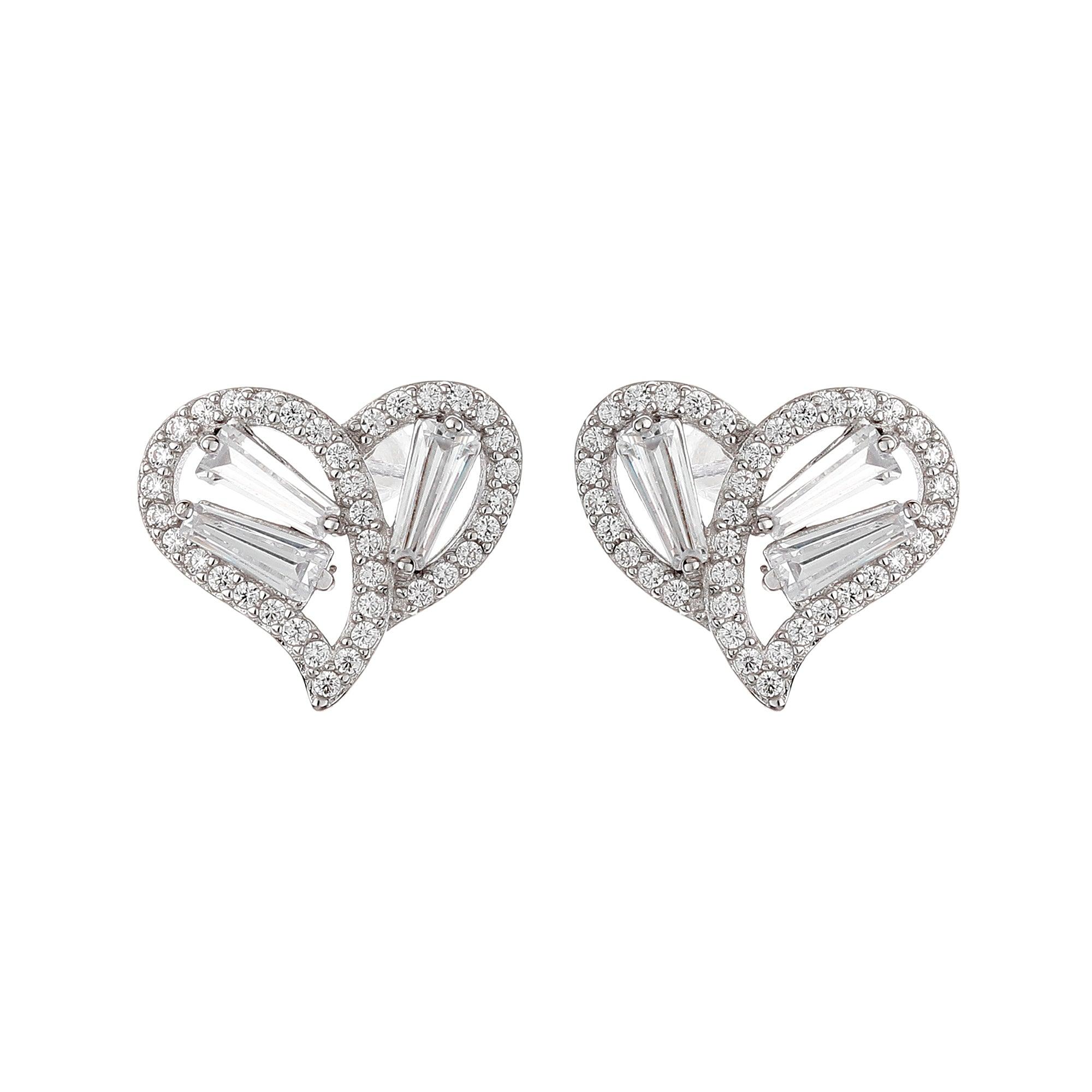 Rythm Of Love Crystal Heart Studs - silvermark