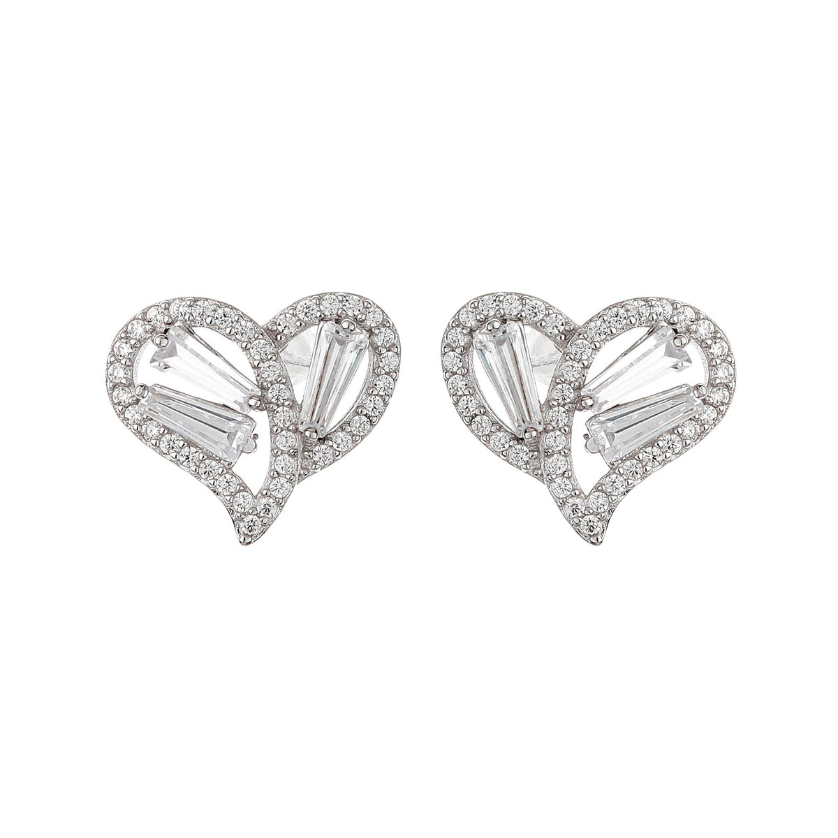 Rythm Of Love Crystal Heart Studs - silvermark