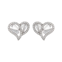 Rythm Of Love Crystal Heart Studs - silvermark