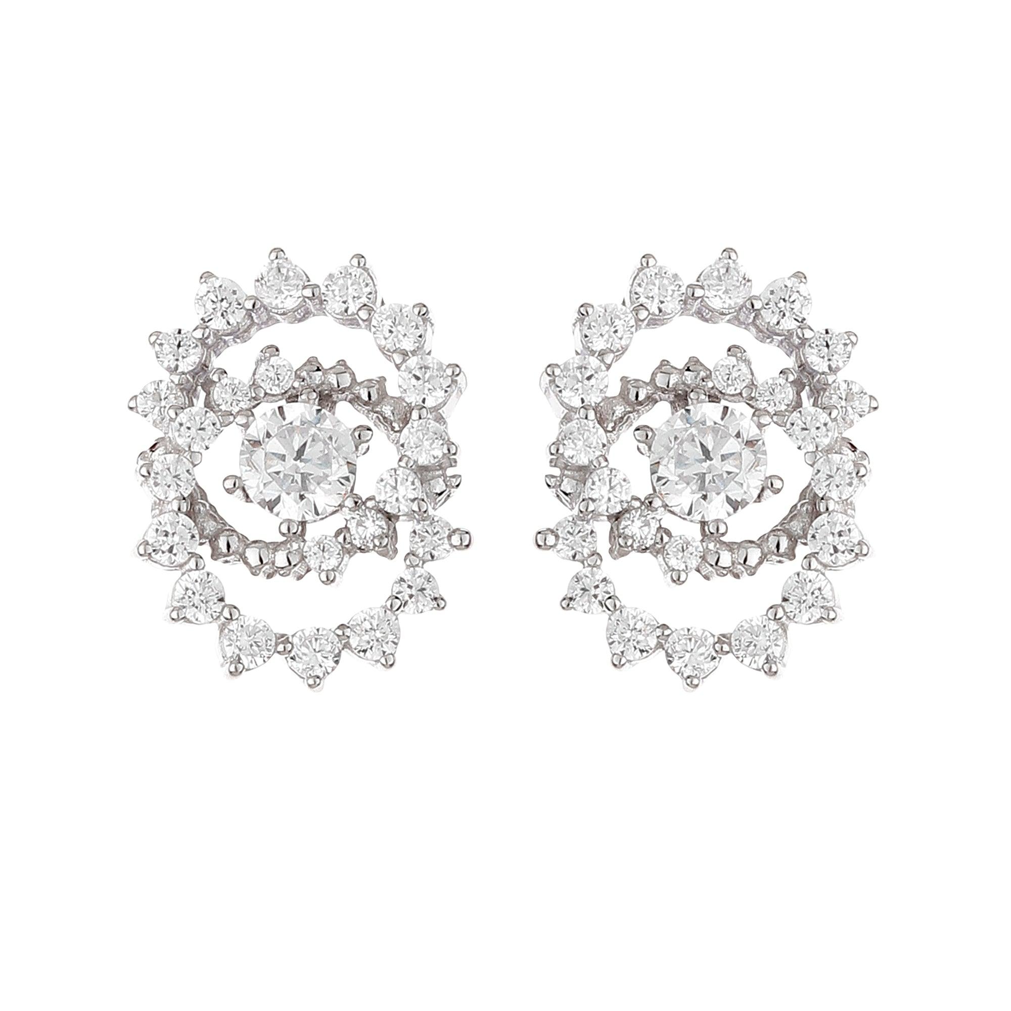 Designer Double Threaded Floral Earring - silvermark