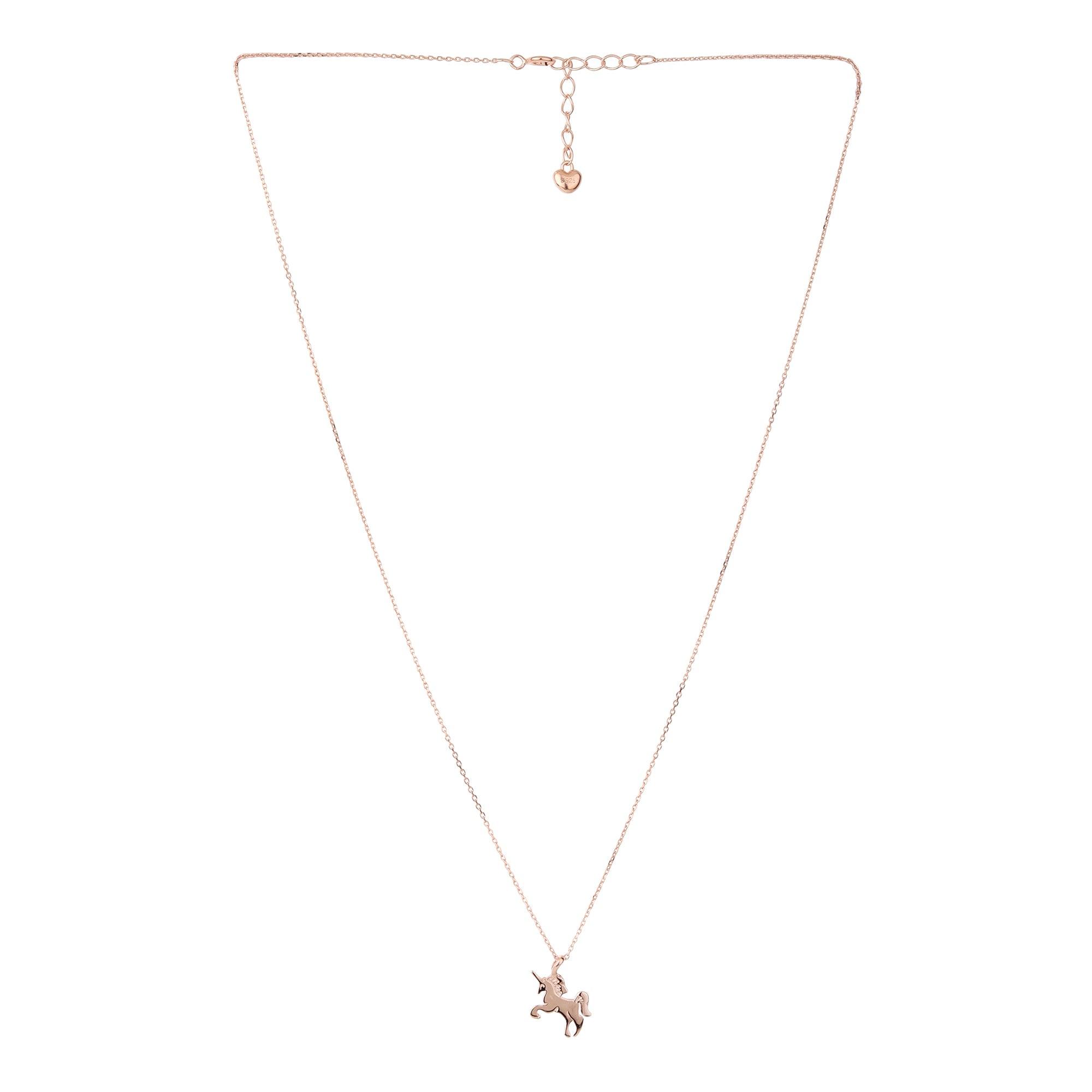 Solid Rose Gold Unicorn Pendant - silvermark