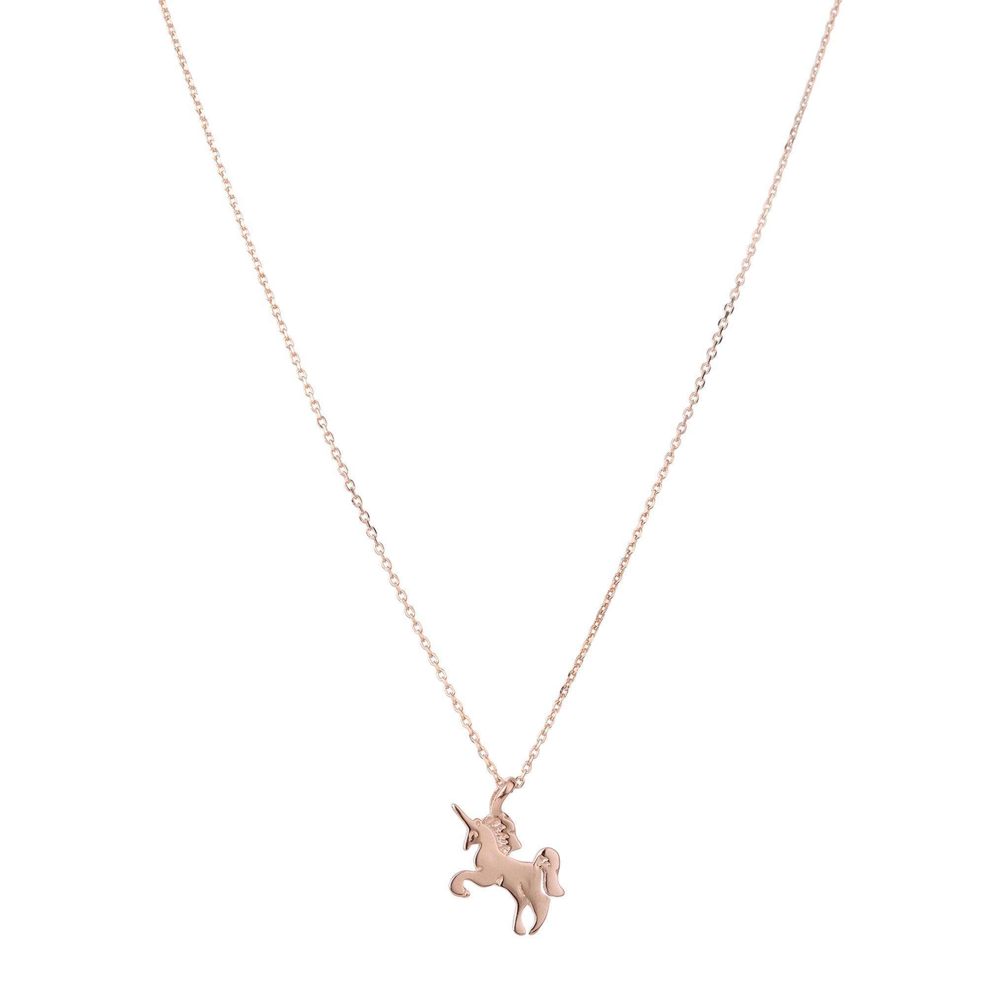 Solid Rose Gold Unicorn Pendant - silvermark