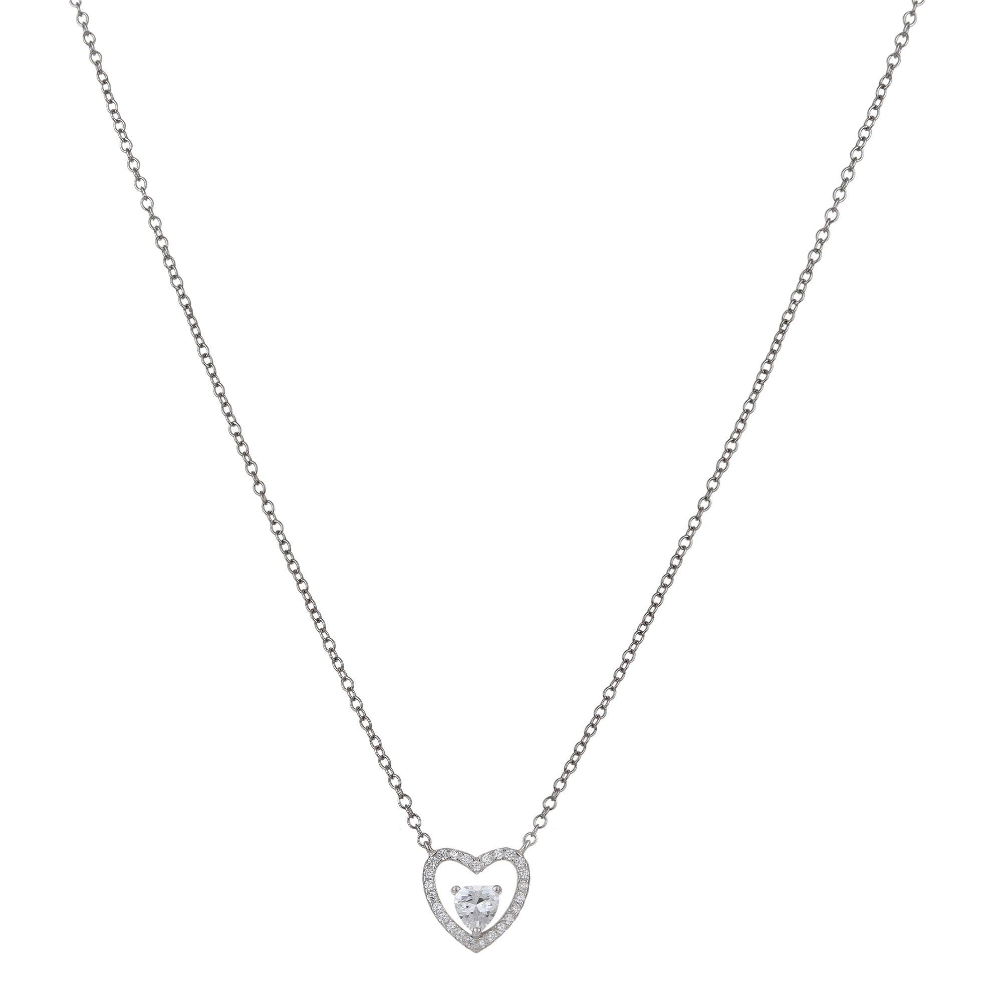 Hinged Hearts Glittering Silver Pendant - silvermark