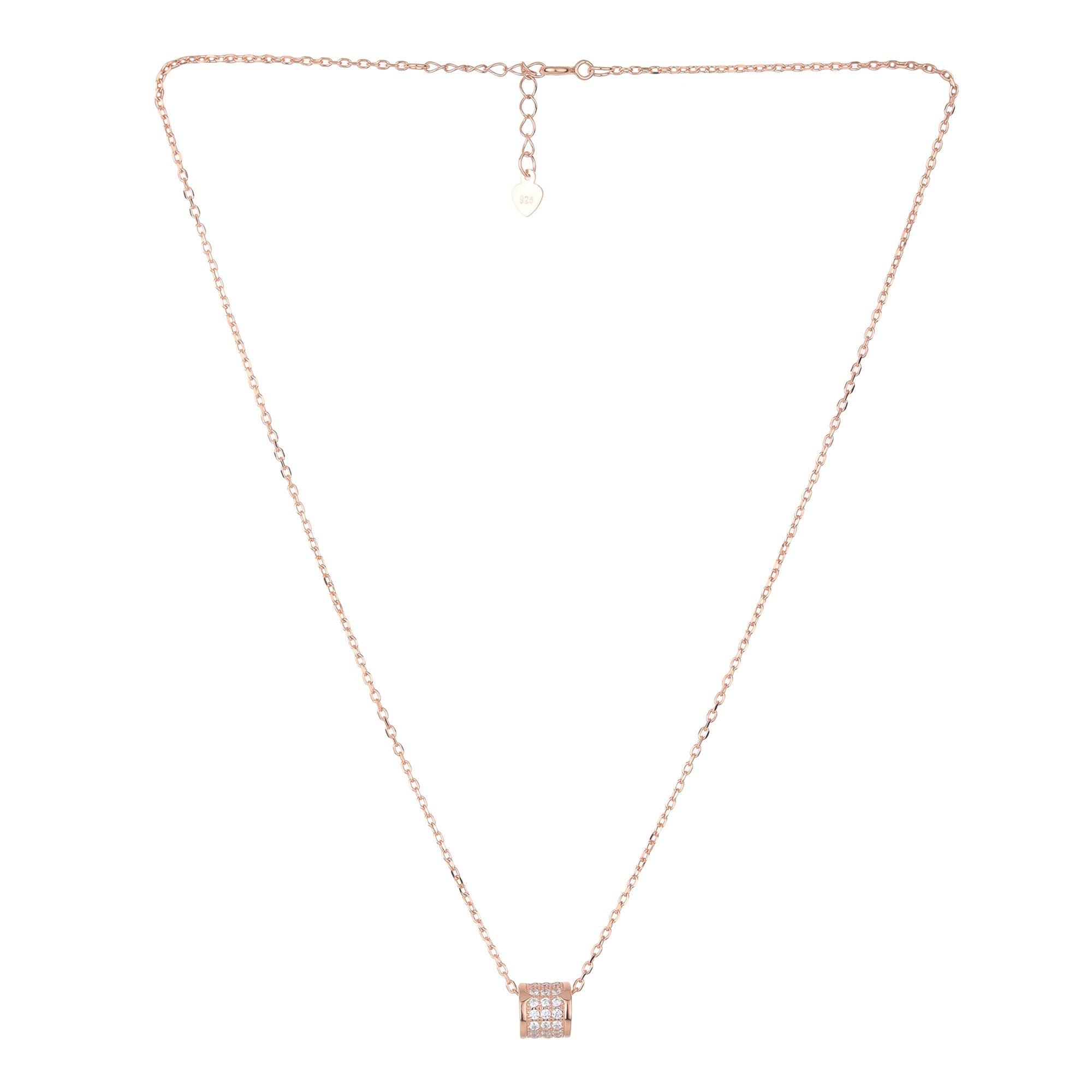 Sterling Rose Gold Drum Chain Pendant - silvermark