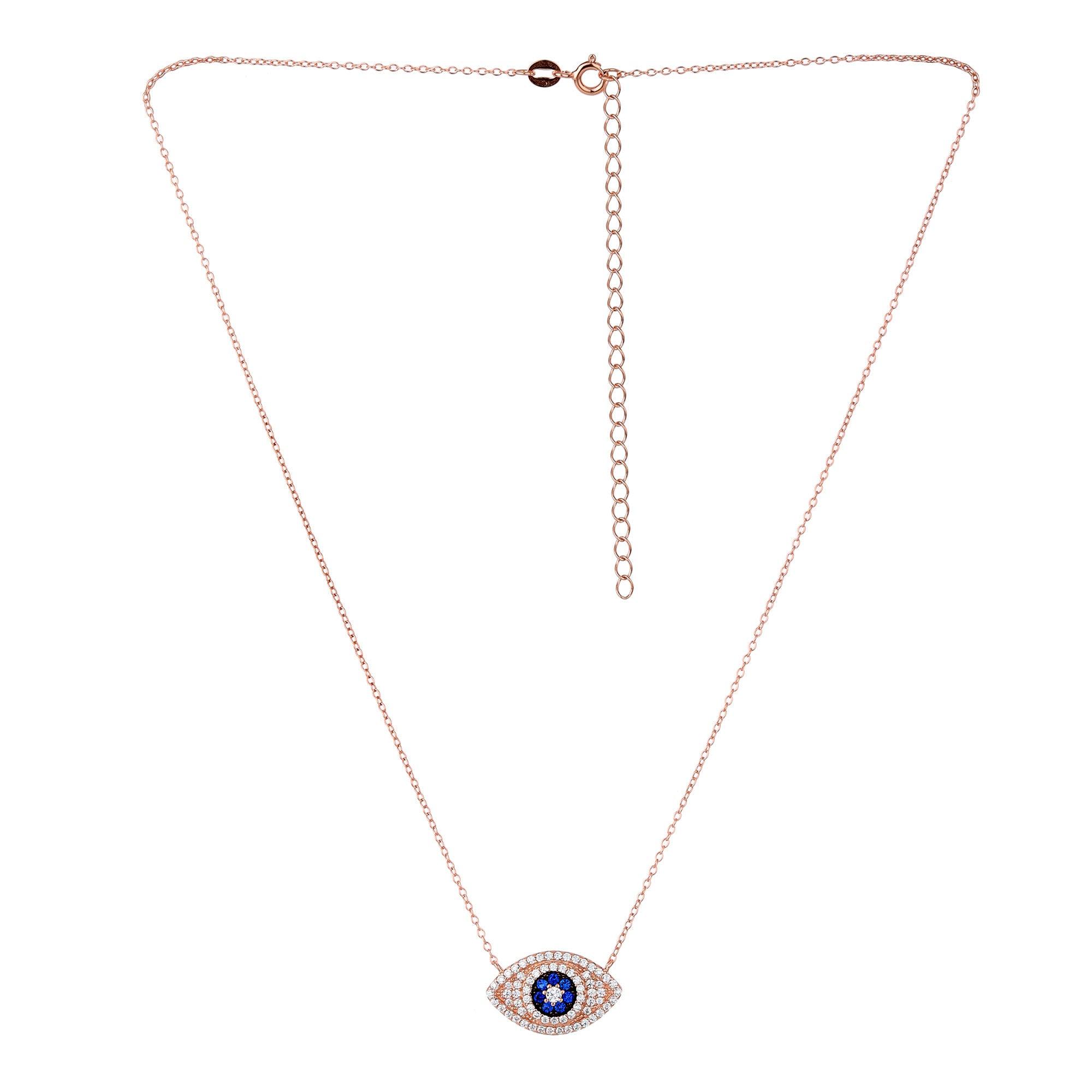 Classic Blue Evil Eye Rose Gold Pendant - silvermark