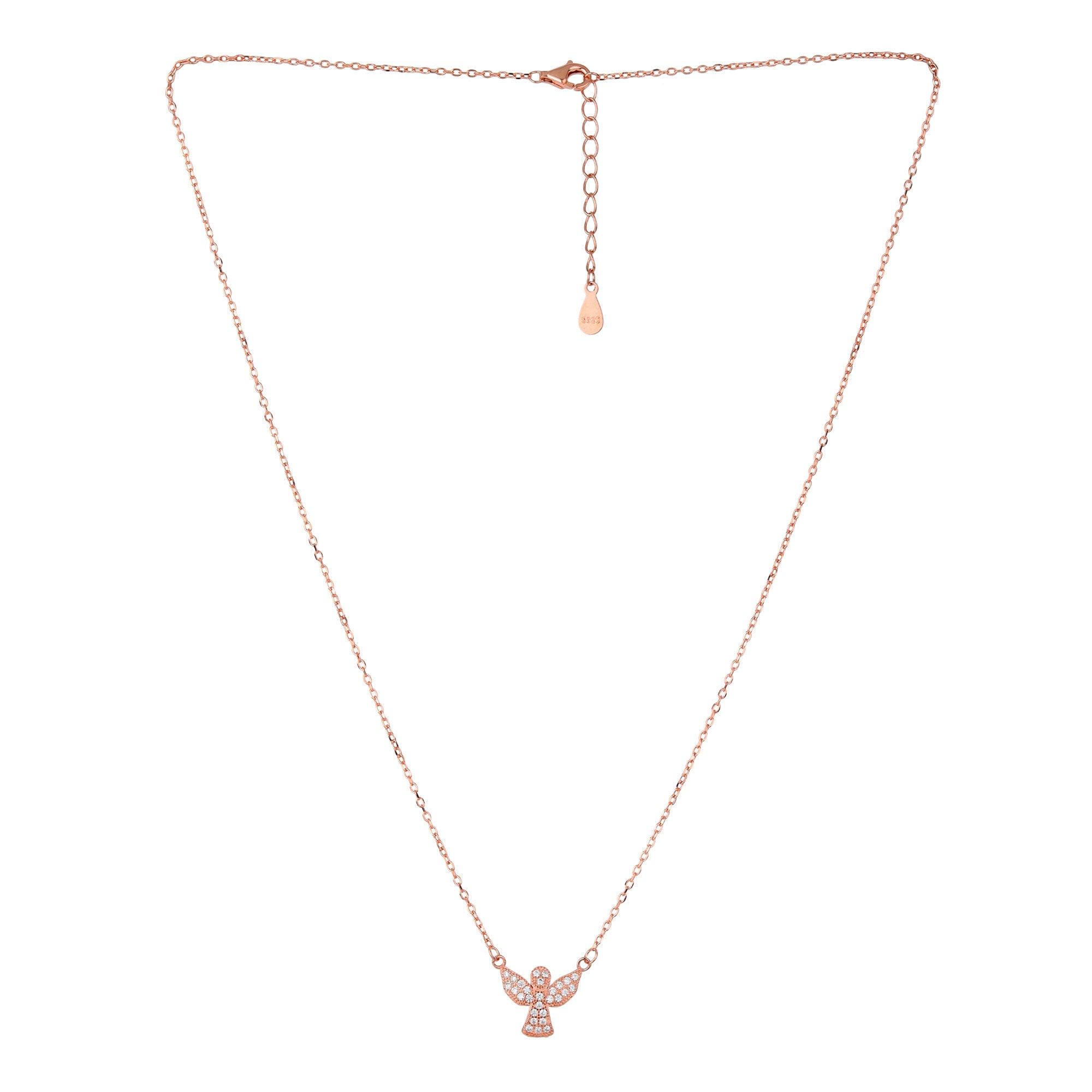 Rose Gold Toned Silver Angel Pendant - silvermark