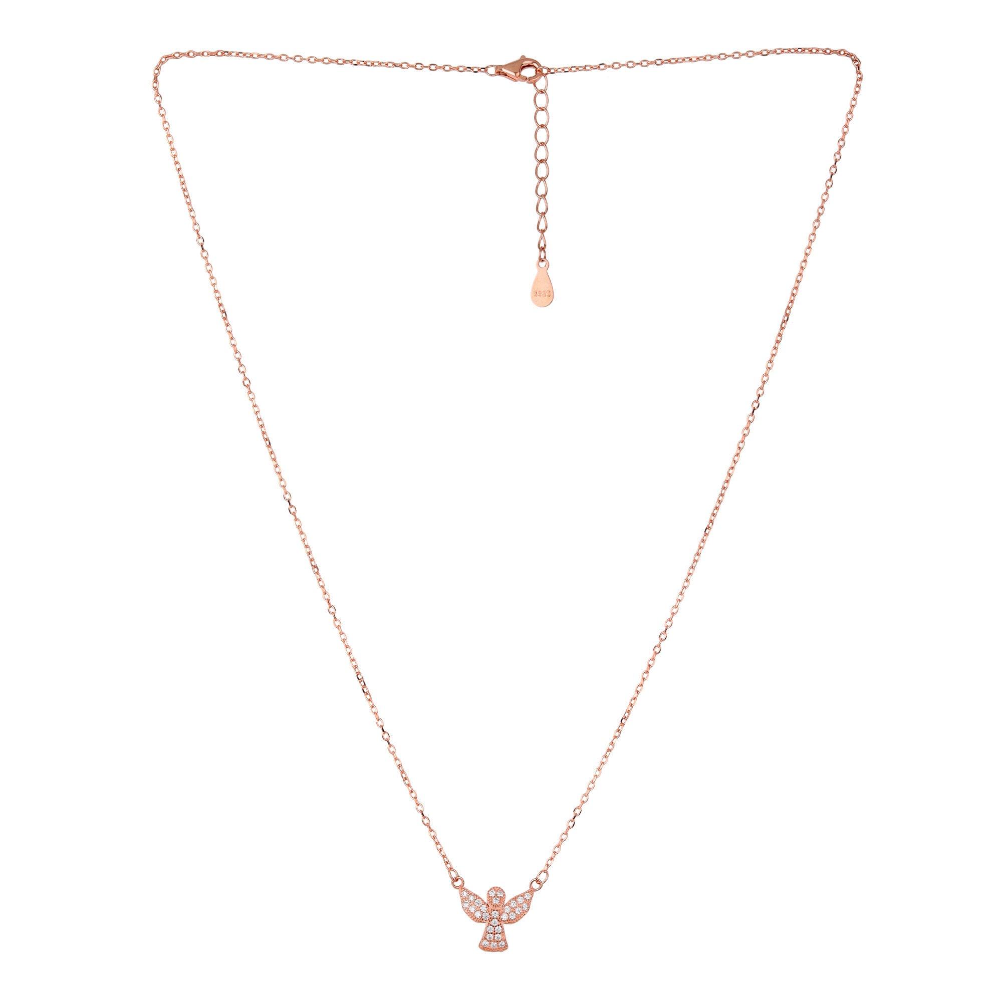 Rose Gold Toned Silver Angel Pendant - silvermark