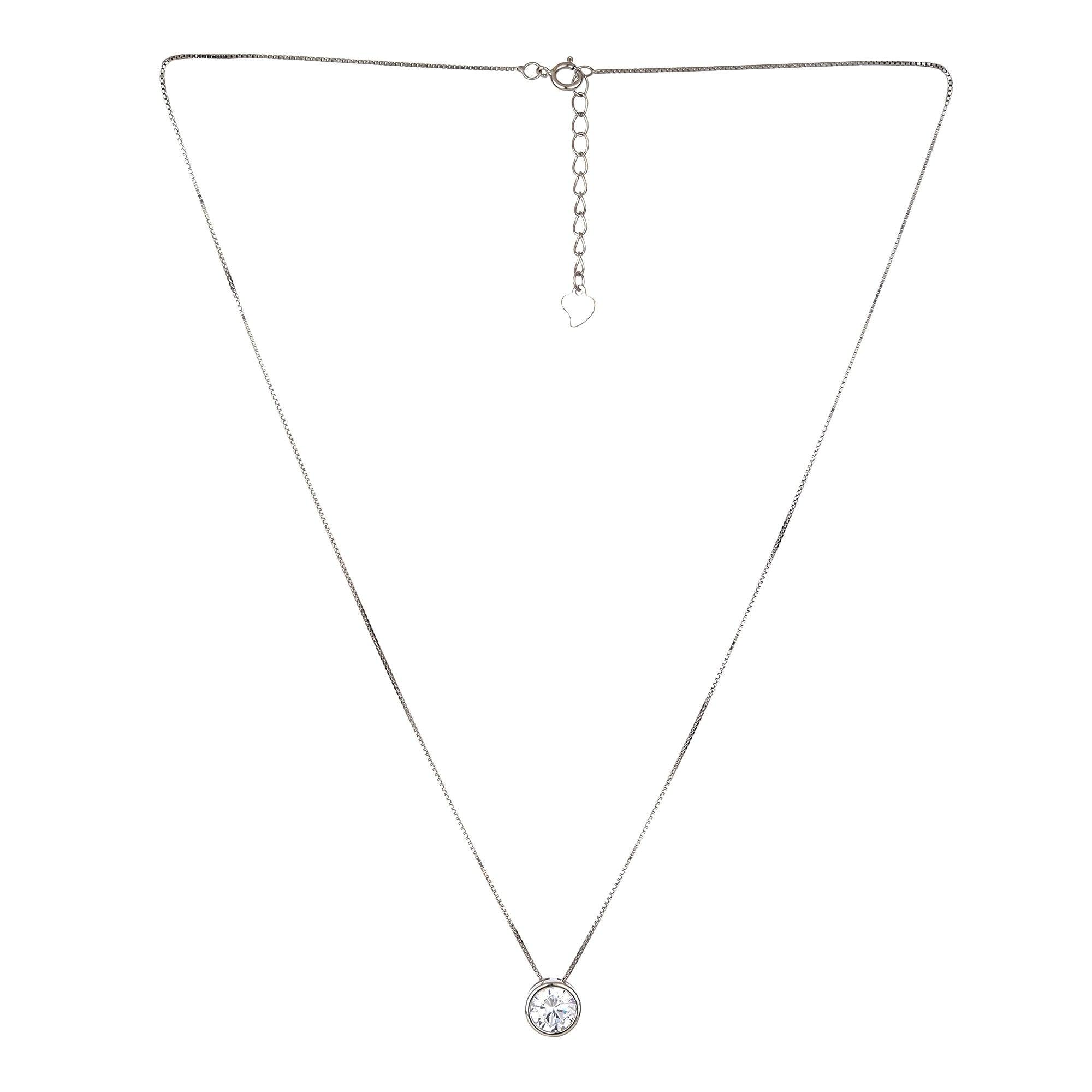 Classic Halo Diamond Solitaire Necklace - silvermark