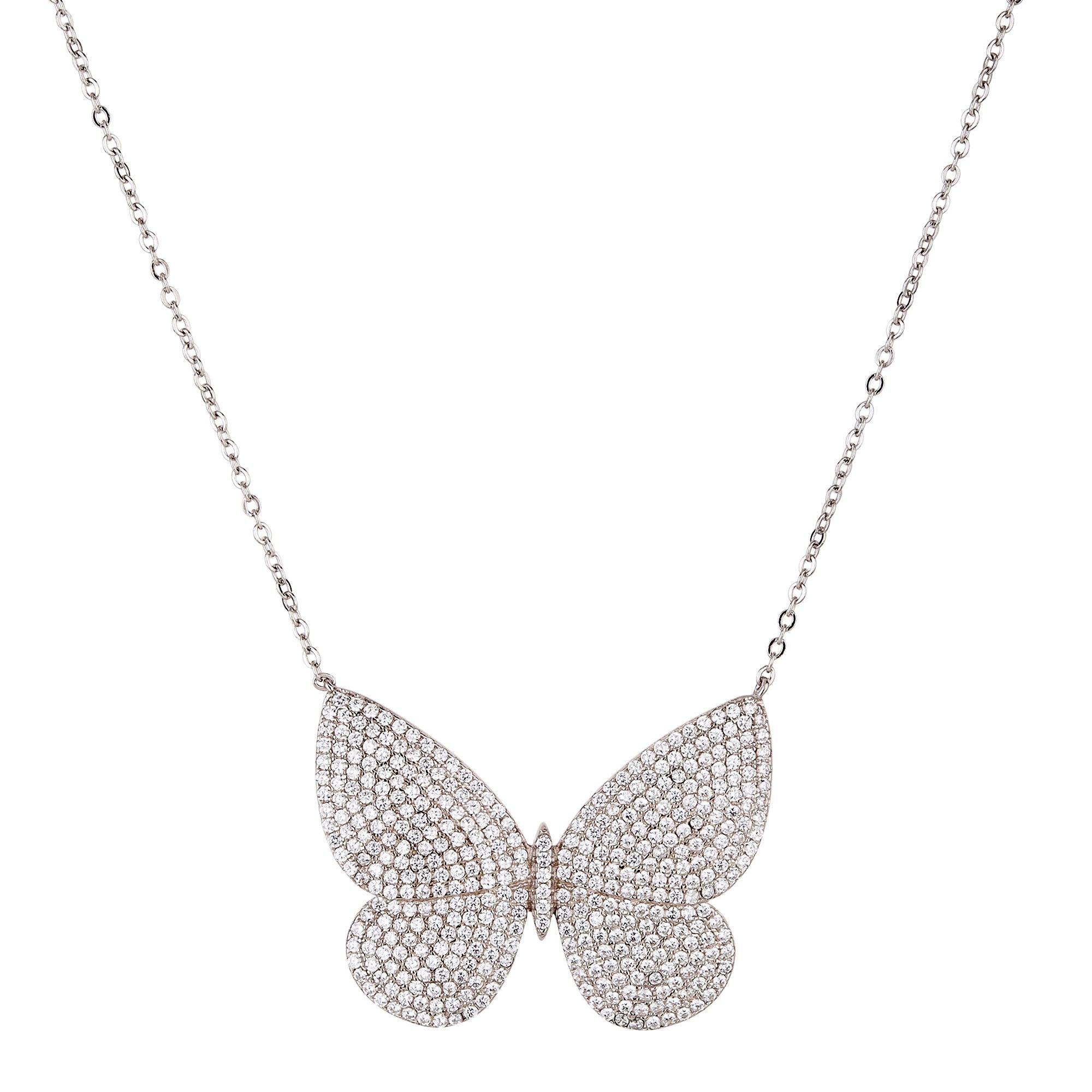 Flying Butterfly Silver Diamond Pendant - silvermark