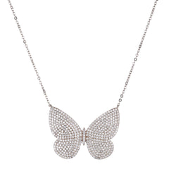 Flying Butterfly Silver Diamond Pendant - silvermark
