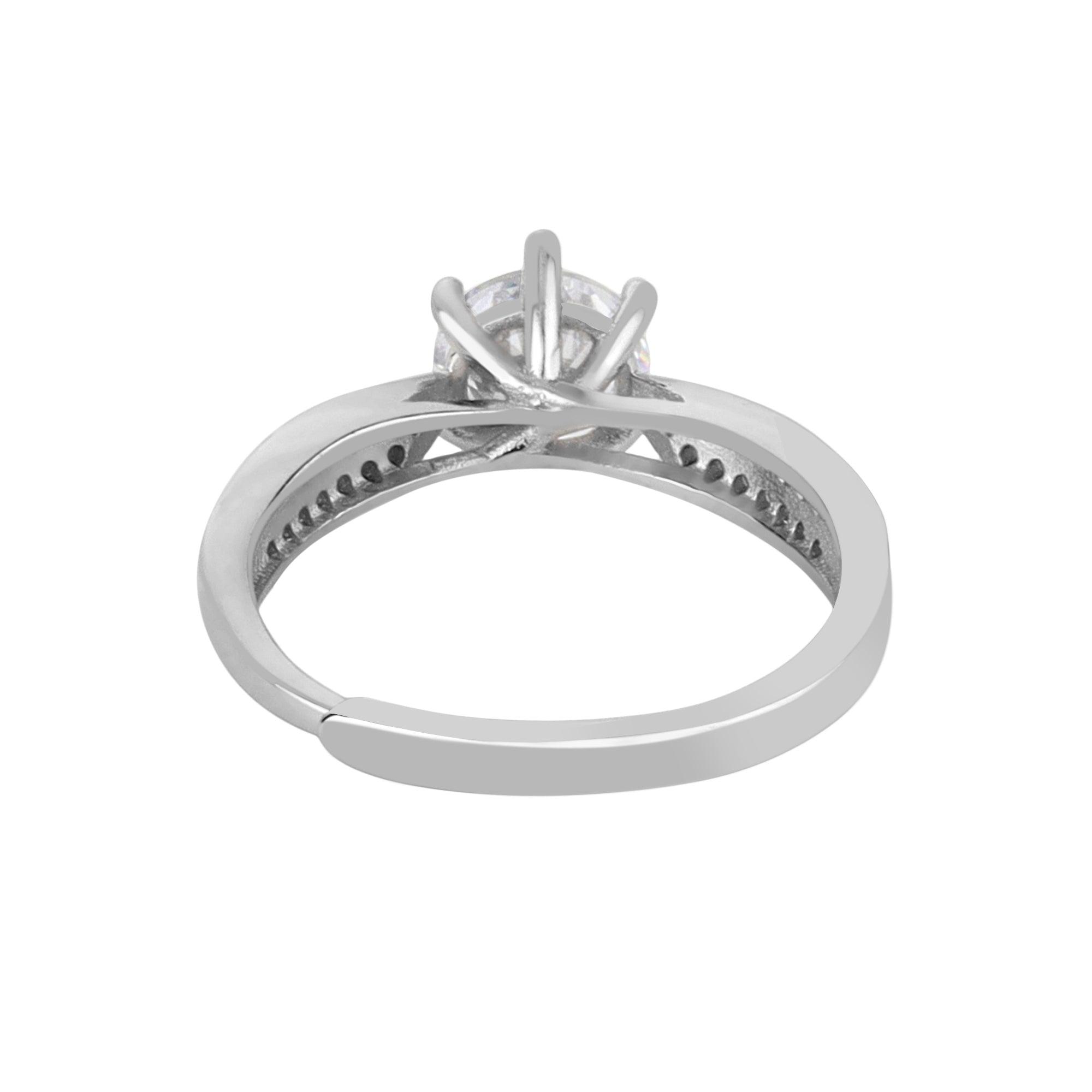 Bloom Style Silver Solitaire Ring - silvermark