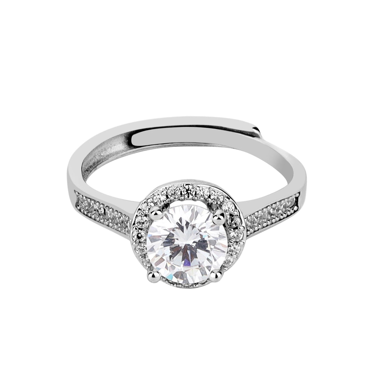 Round Stone Solitaire Adjustable Ring - silvermark