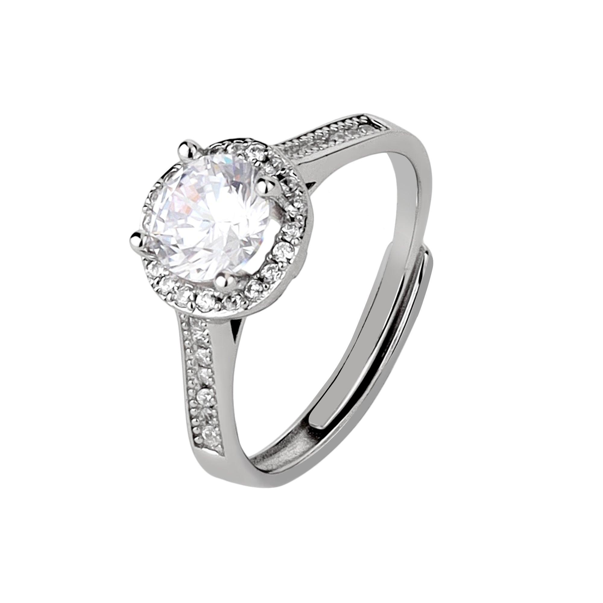 Round Stone Solitaire Adjustable Ring - silvermark