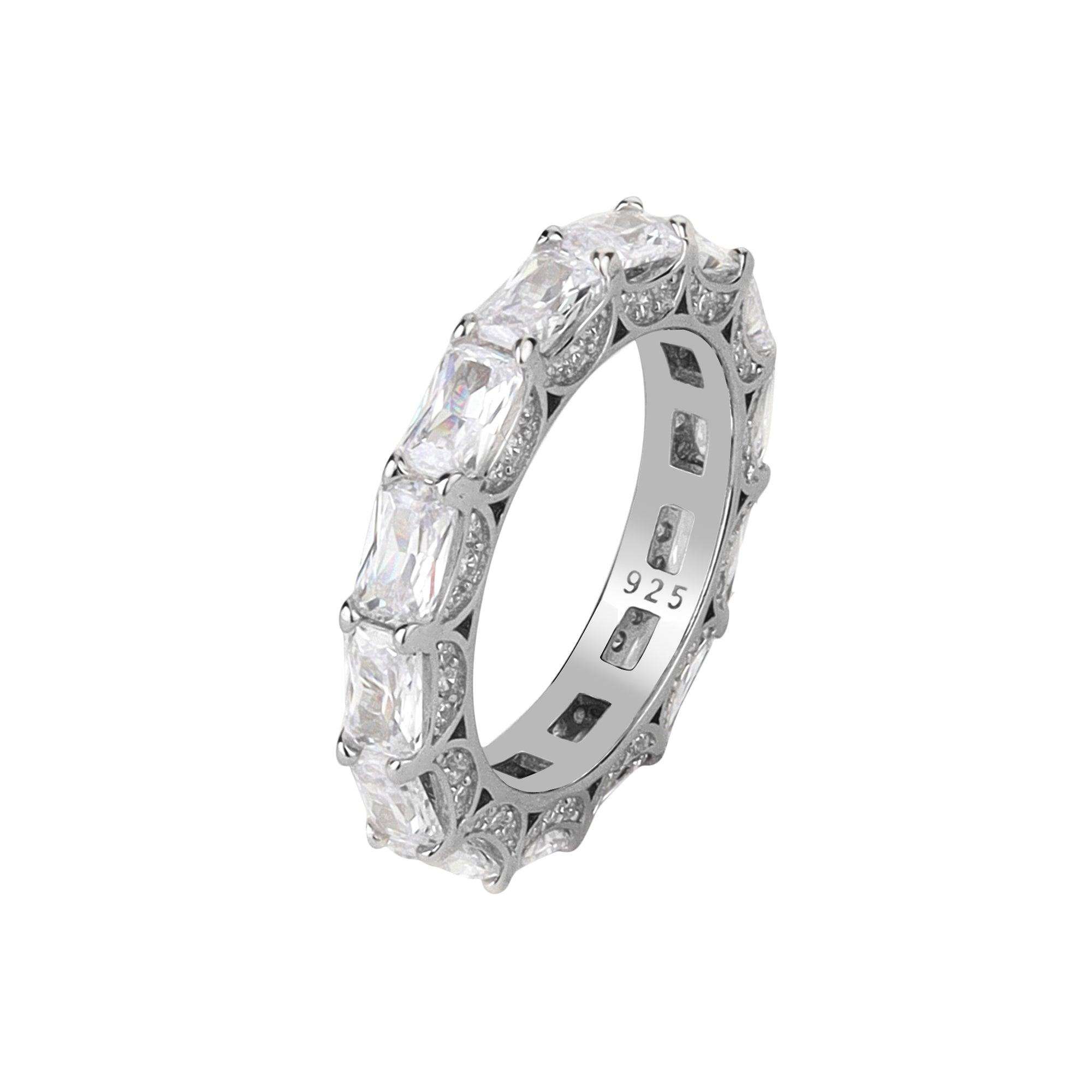 Eternity Emerald Cut Silver Ring - silvermark