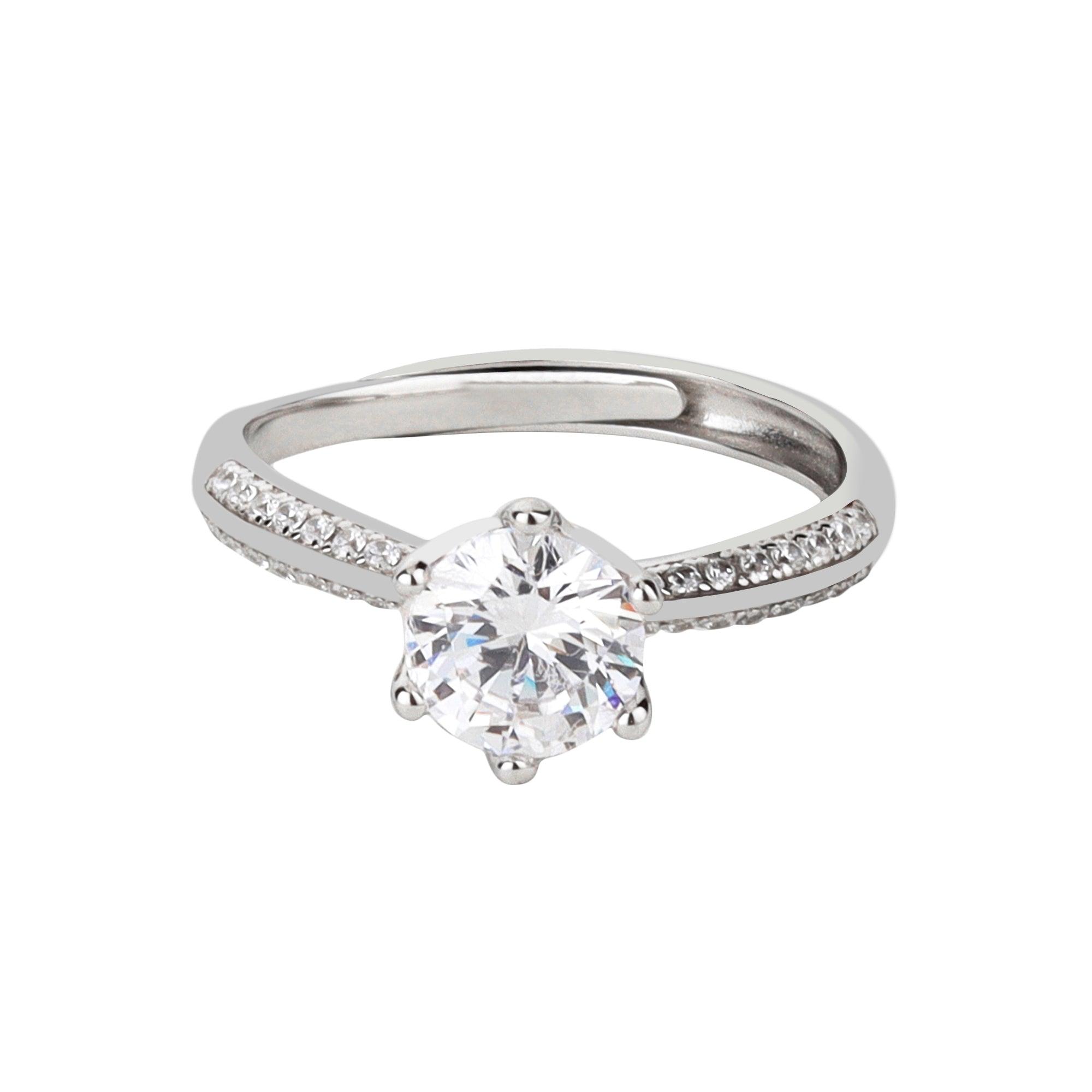 Classic Silver Pointed Solitaire Ring - silvermark