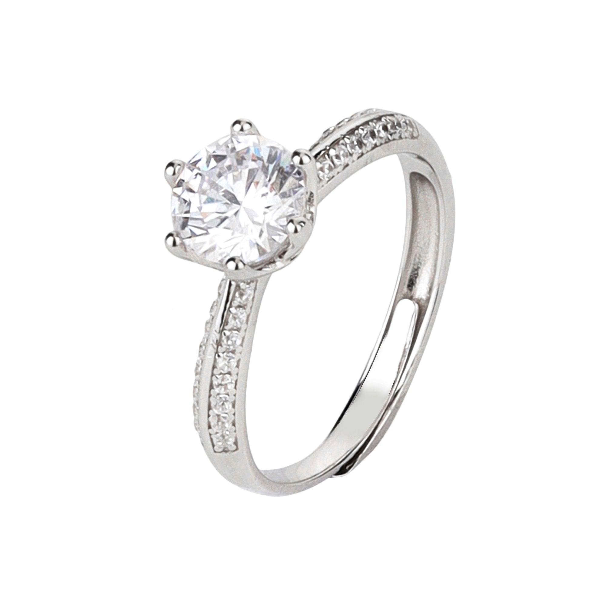 Classic Silver Pointed Solitaire Ring - silvermark