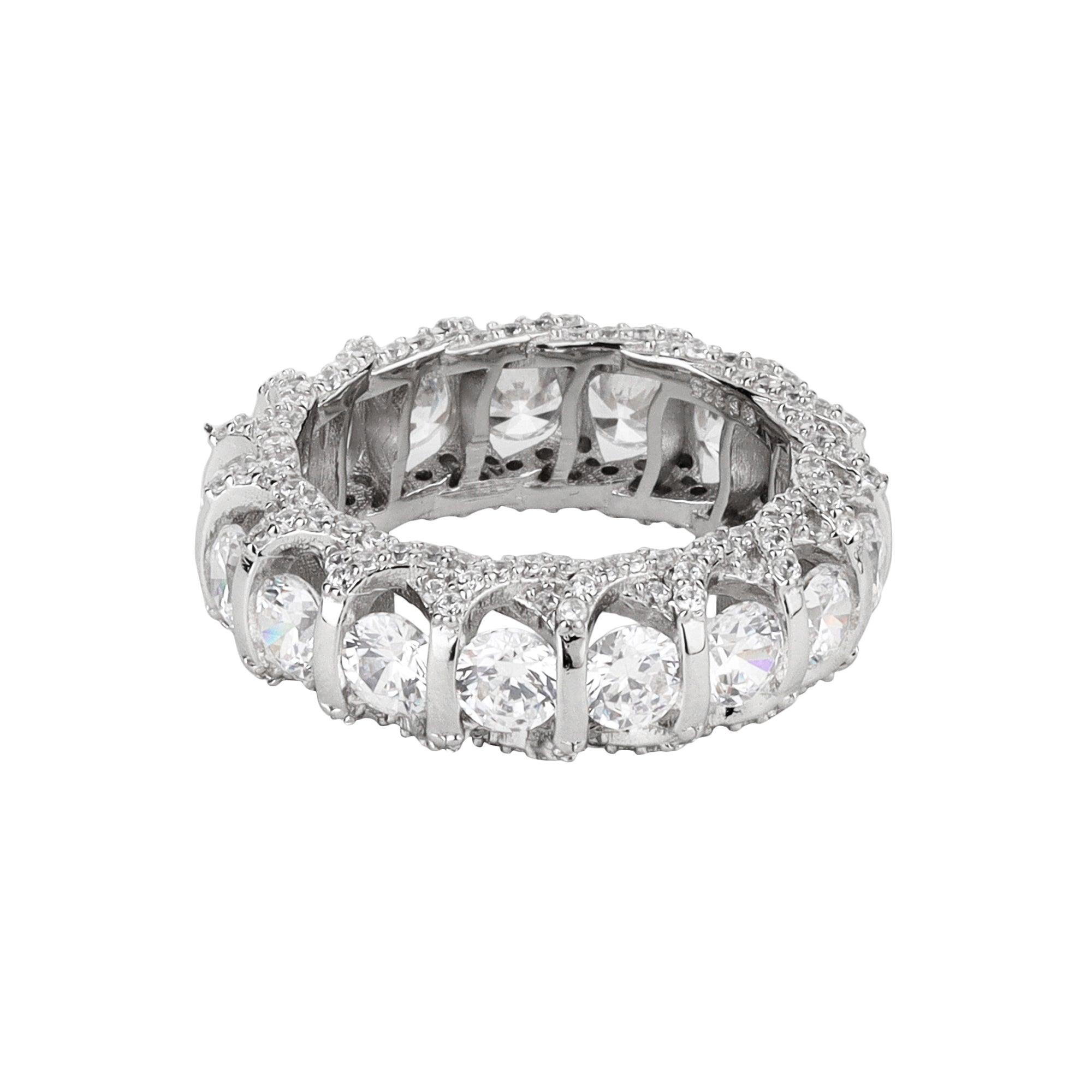 Silvermark Sparkling Eternity Ring with Round Shaped Stones - silvermark