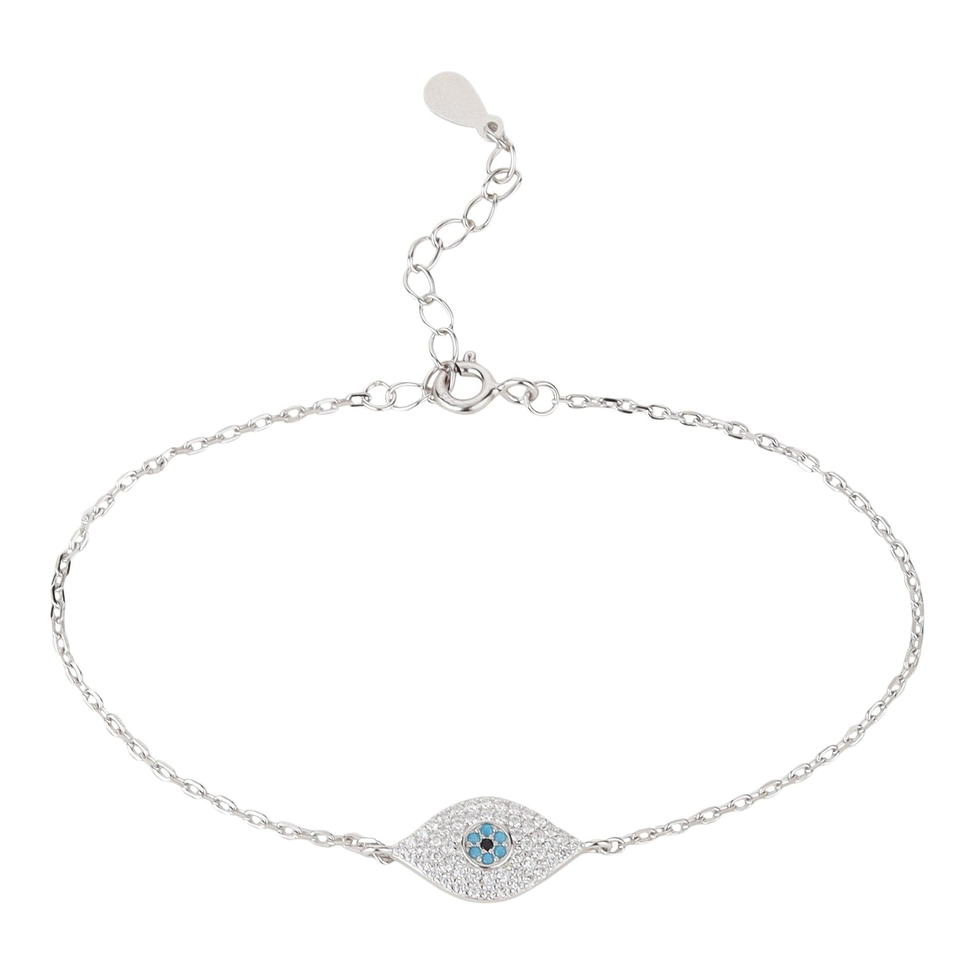 Classic Sliver Pearl Evil Eye Bracelet - silvermark